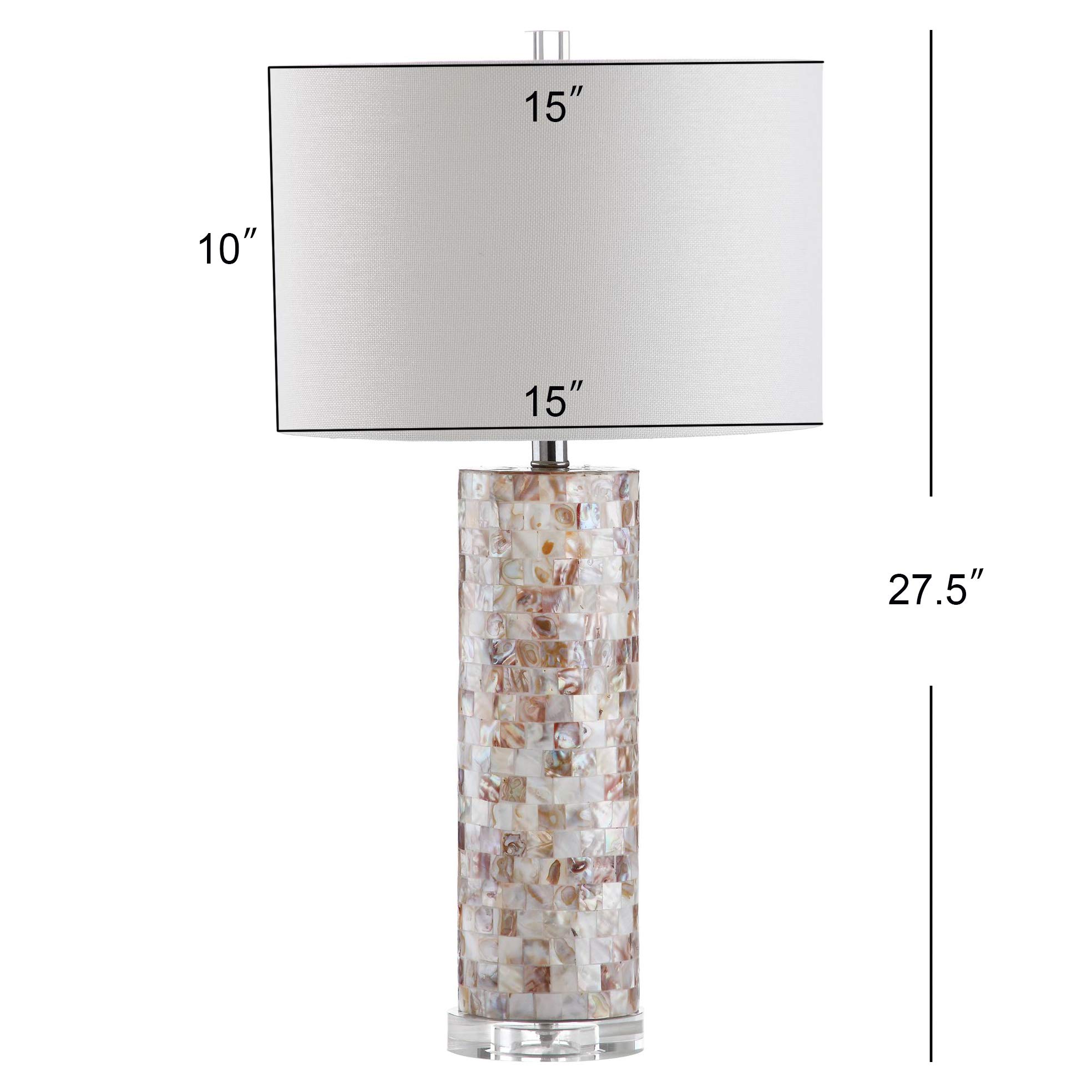 SAFAVIEH Rafferty Coastal Cream Shell 31-Inch Table Lamp Set of 2 with LED Bulbs - Modern Bedside Lighting for Bedroom, Living Room & Home Office - Perfect for Reading, Decor & Ambient Lighting