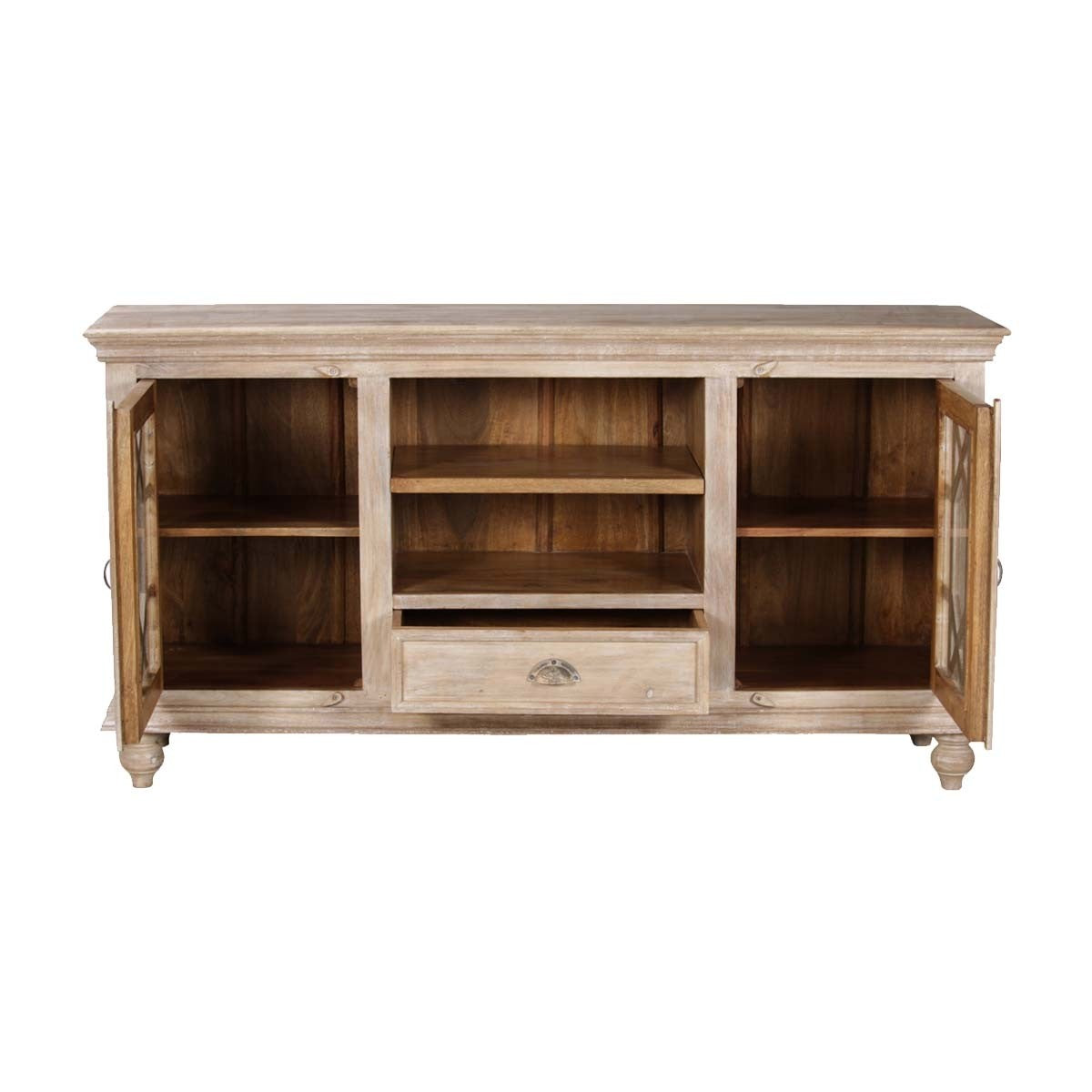French Arched Glass Doors TV Stand - Modern Entertainment Center for Living Room, Bedroom & Home Theater - Stylish Storage Cabinet for TV, Media & Gaming Consoles