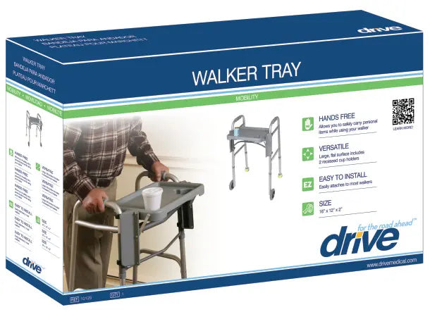 Drive Walker Tray with Cup Holders - Lightweight & Adjustable Mobility Aid Accessory for Seniors - Perfect for Meals, Reading & Daily Activities at Home or Hospital