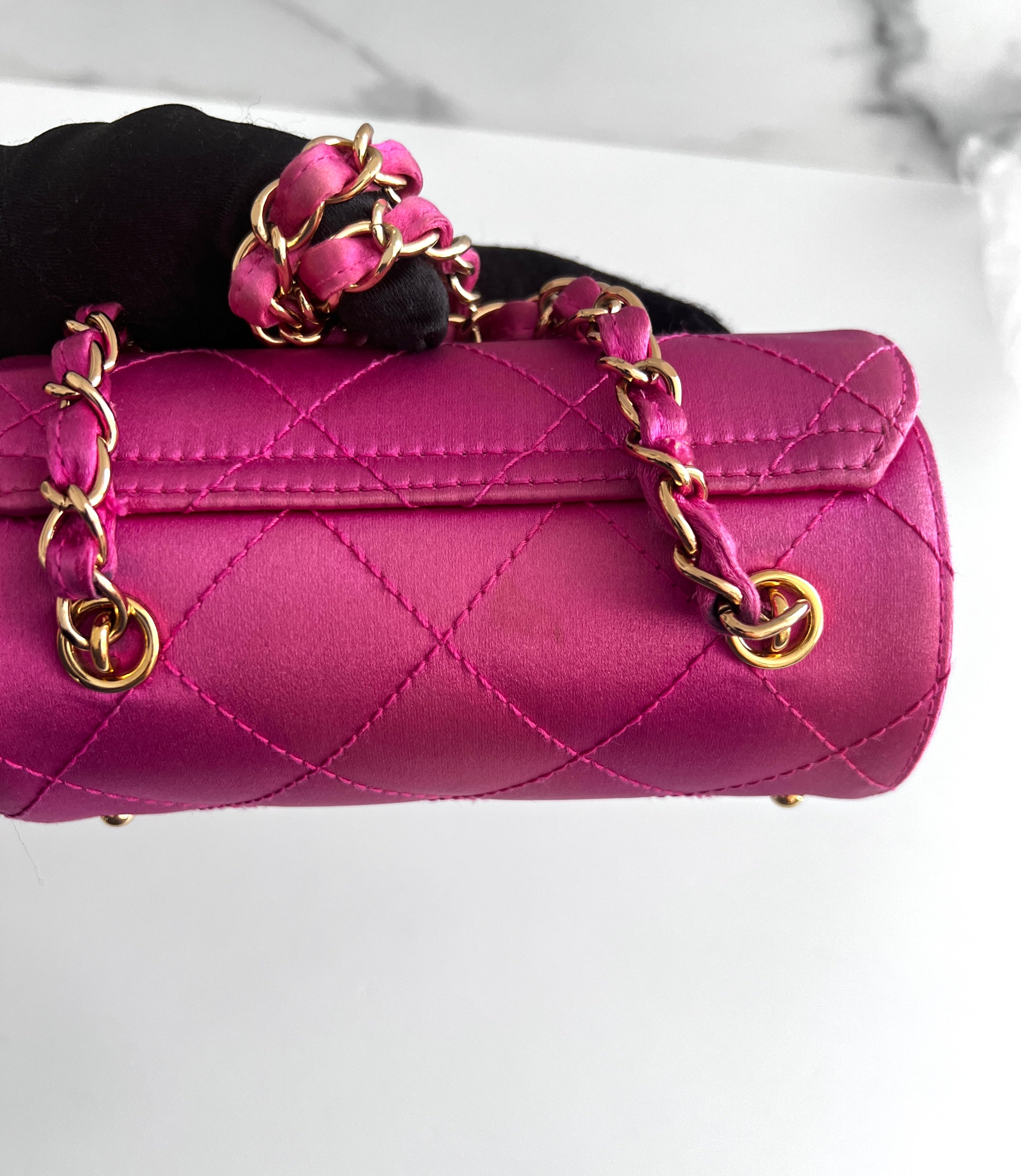 Vintage Chanel Pink Satin Mini Bag - Luxury Crossbody Purse for Women, Elegant Evening Clutch, Perfect for Parties, Weddings & Special Occasions