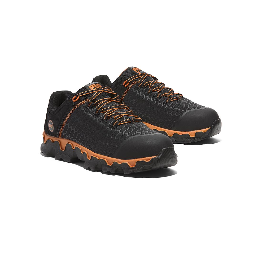 Powertrain Sport Alloy Toe Work Shoes for Men - Black & Orange Safety Shoes - Lightweight & Durable for Construction, Warehouse & Industrial Work