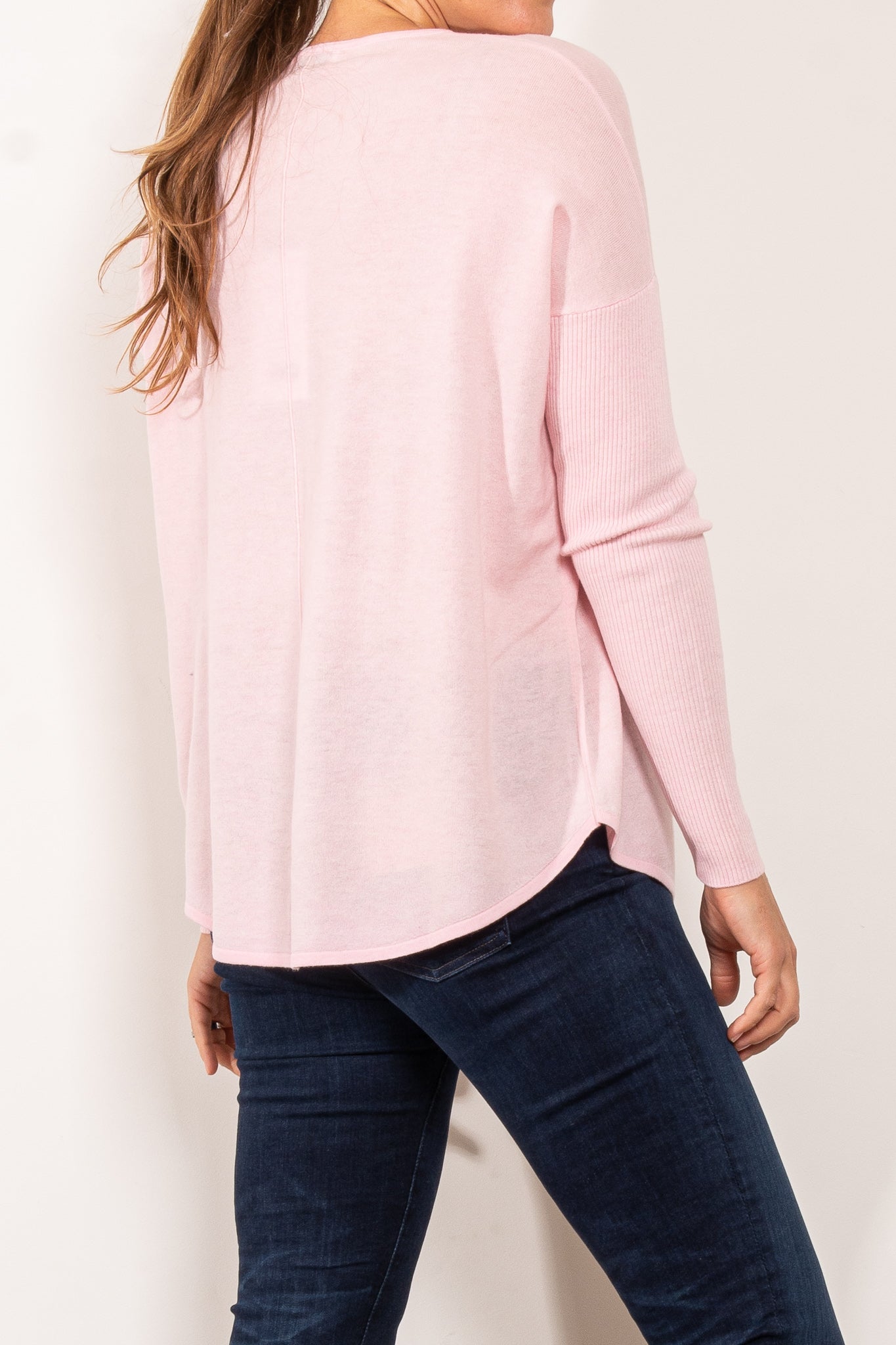 Bridge & Lord Curved Hem Crew Neck Sweater for Women - Soft Knit Pullover for Casual Wear & Office Outfits