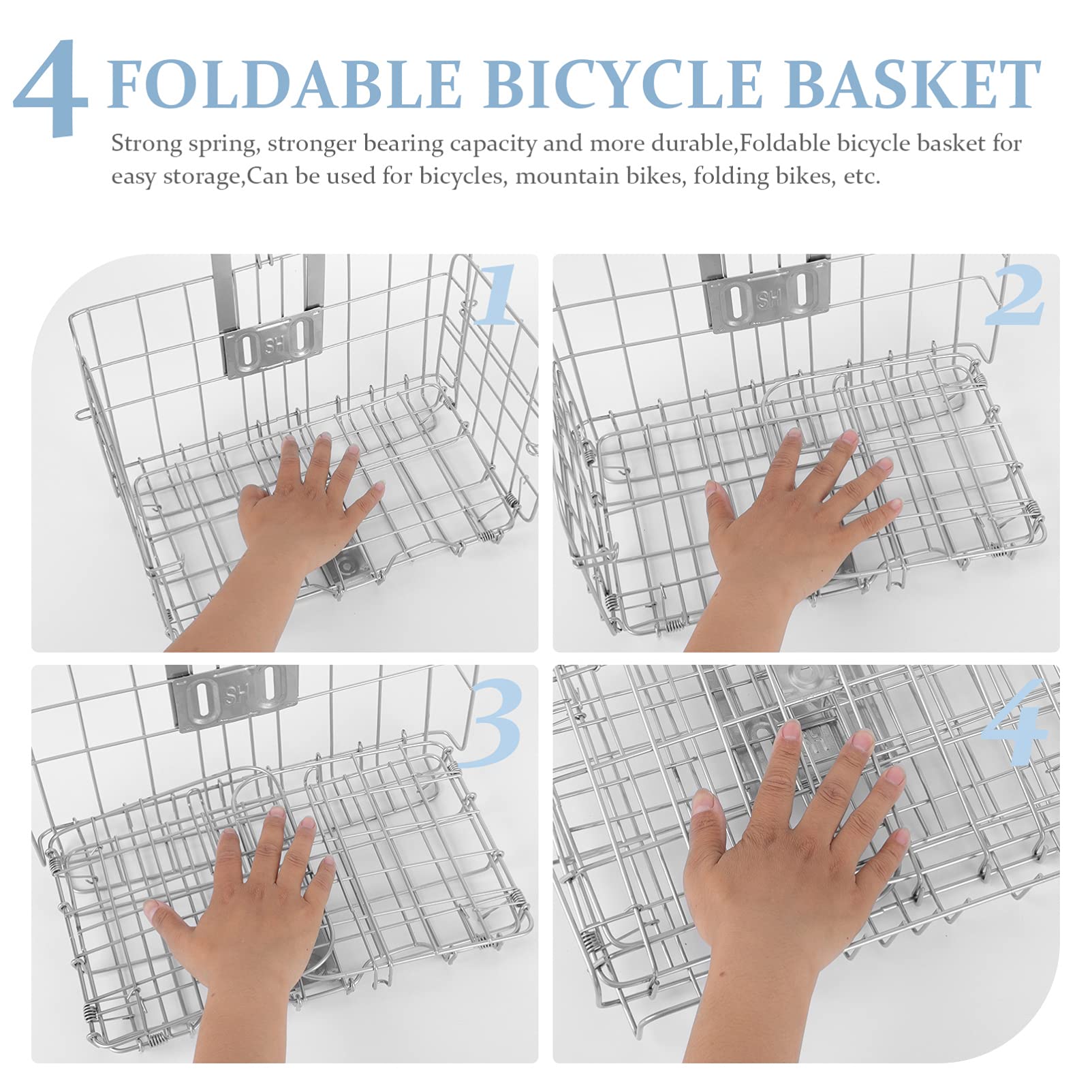 Cabilock 1pc Folding Bike Basket - Hanging Bike Accessory for Mountain & Road Bikes - Side Mount Storage Container for Tools, Groceries & Essentials - Perfect for Commuting, Shopping & Outdoor Adventures