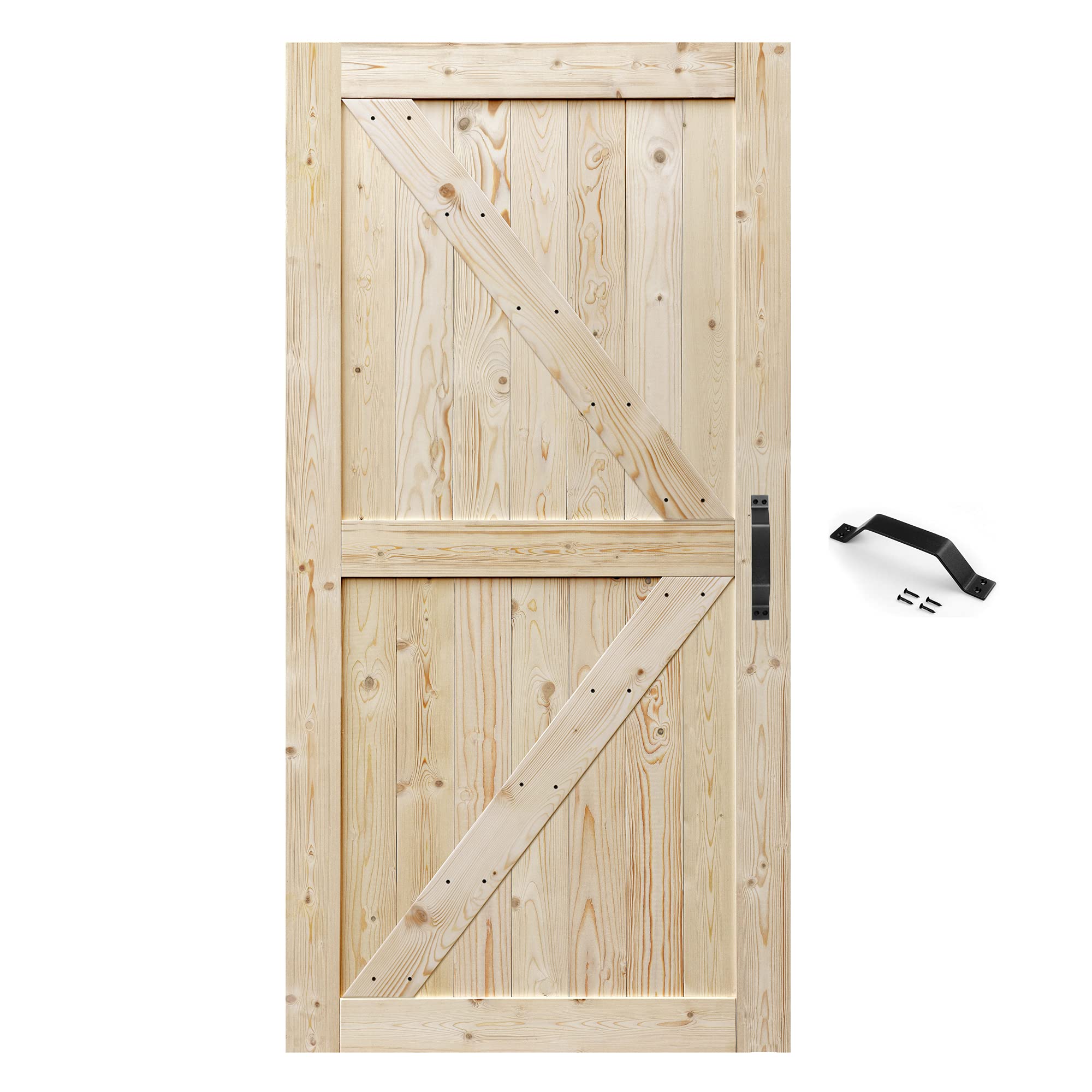 S&Z TOPHAND 40x84 Inch Solid Wood Barn Door - Unfinished British Brace Sliding Door - Modern Style - Easy Assembly - Perfect for Bedroom, Closet, or Farmhouse Décor (40 Inch, Unfinished)