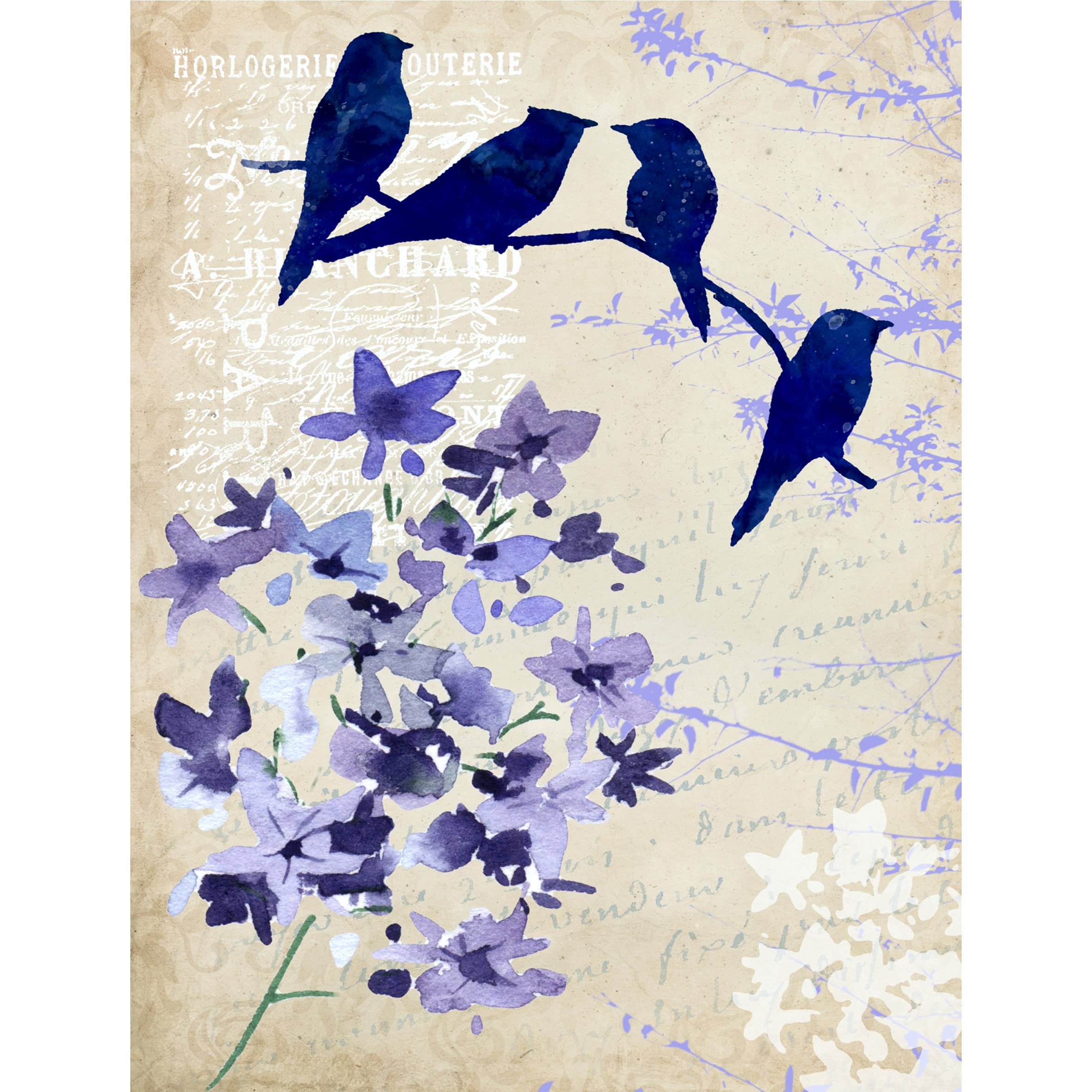 Decorative Wall Stencils - 6 Unique Bees & Birds Mulberry Rice Paper Designs (8 x 10.5 Inch, 30gsm) for DIY Decoupage, Scrapbooking & Home Decor - Perfect for Nursery, Living Room & Craft Projects