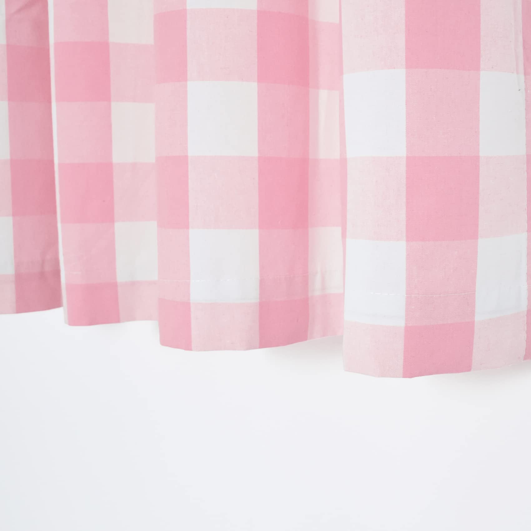 Buffalo Plaid Cafe Curtains 30 Inches Long - 2 Panels with Rod Pocket, Gingham Check Short Half Window Curtains for Kitchen & Bathroom - Pink & White - Perfect for Small Windows, Farmhouse Decor, and Cozy Home Styling