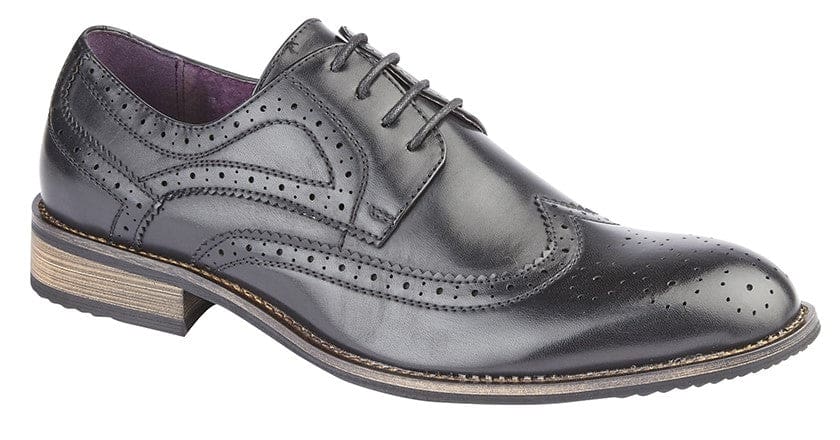 Goor Men's Black 4 Eyelet Brogue Oxford Dress Shoes for Business, Office & Formal Occasions