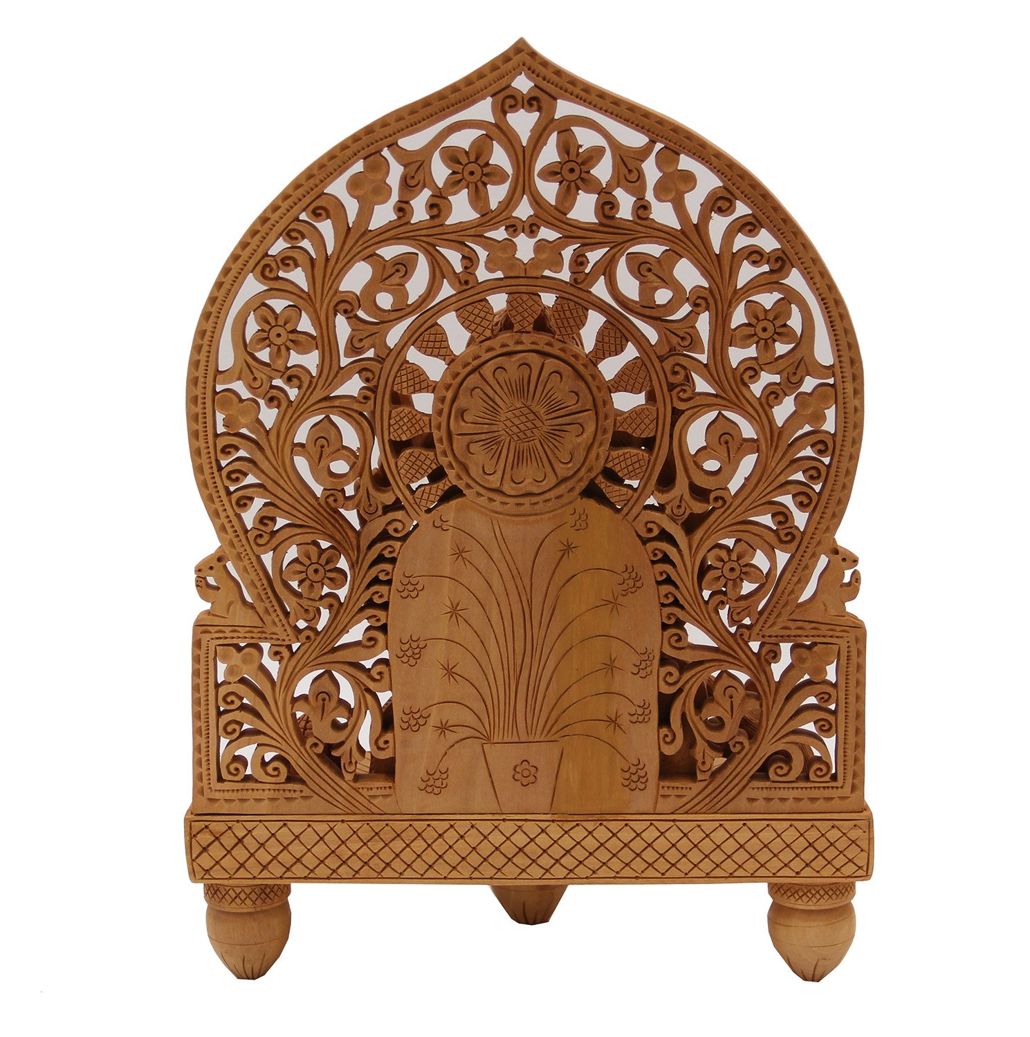 Hand Carved Large Ganesha Wooden Statue - 12