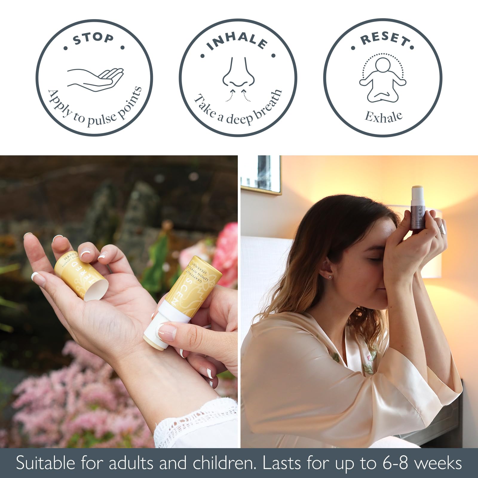 Scentered Aromatherapy Balm Stick Duo for Sleep Support & Mood Boost - Essential Oil Roll-On with Lemon Myrtle, Lavender & Ylang Ylang - Natural Stress Relief & Relaxation Gift for Women - Perfect for Bedtime, Travel & Self-Care