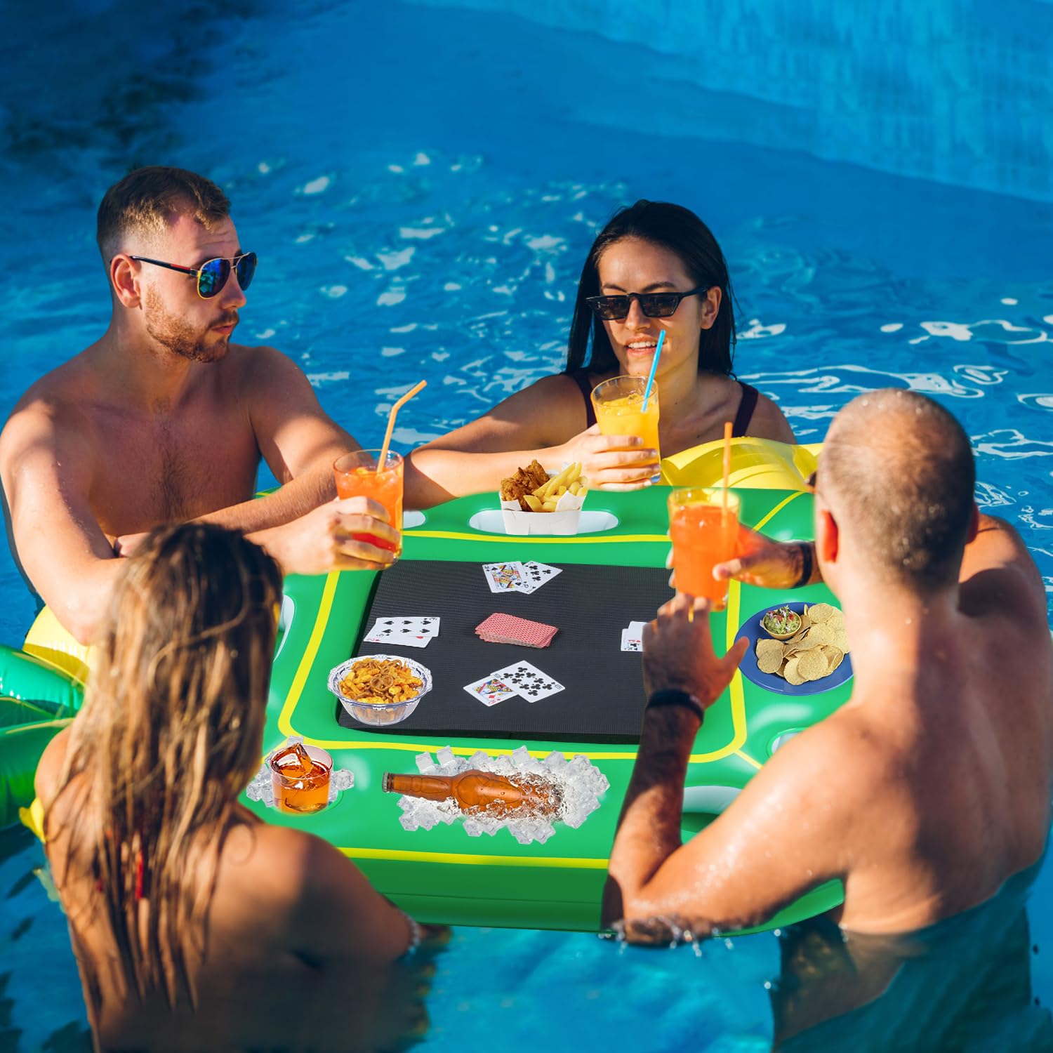 **Digi Floating Pool Games Table for Adults - Durable Foam Pool Accessories, Hot Tub Tray & Inflatable Food Drink Holder - Perfect for Summer Parties, Indoor/Outdoor, Beach & Pool Fun**