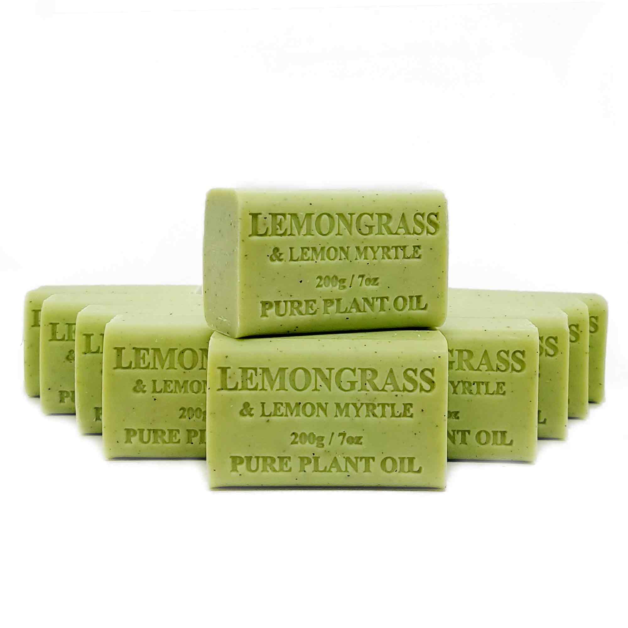 65x 200g Pure Vegetable Bar Soap with Lemongrass & Lemon Myrtle Oil - Natural Plant-Based Cleansing for Face, Body & Hands - Eco-Friendly Australian Skincare Gift Set for Home, Spa & Travel