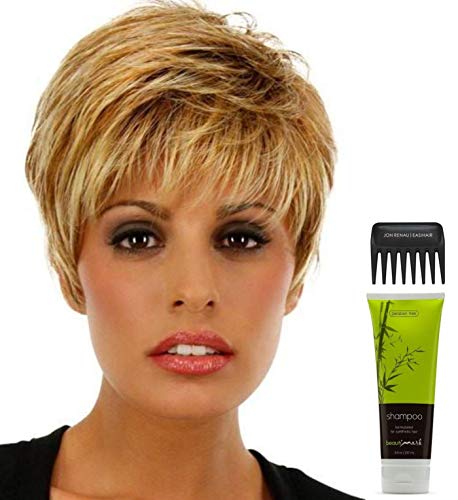 Raquel Welch Winner Large Wig Bundle - 4pc Set with Christy's Wigs Q&A Booklet, BeautiMark Synthetic Shampoo & Wide Tooth Comb (Color R61) | Perfect for Cosplay, Costume Parties & Everyday Hair Styling