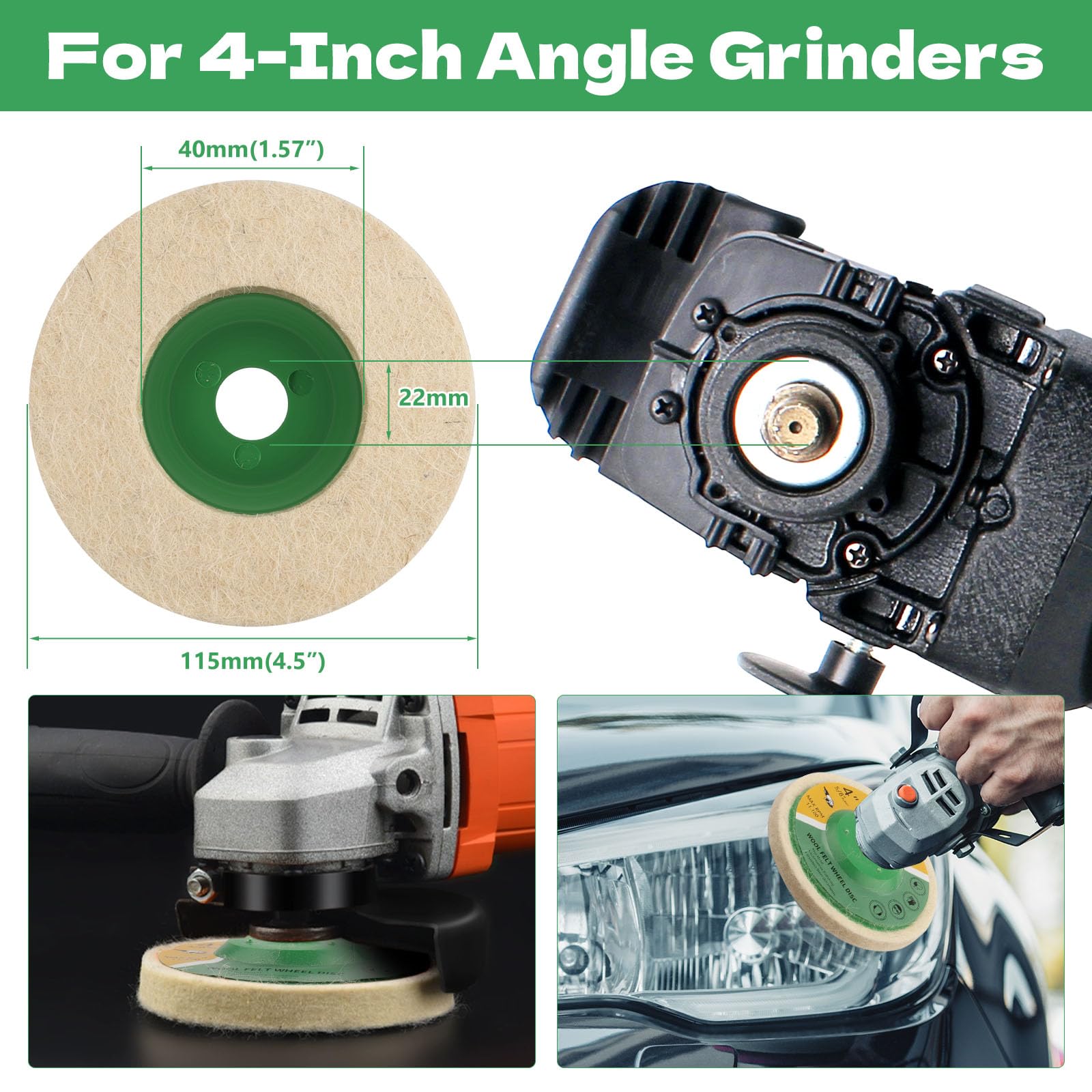 4 Inch Wool Felt Polishing Wheel Disc for 4.5