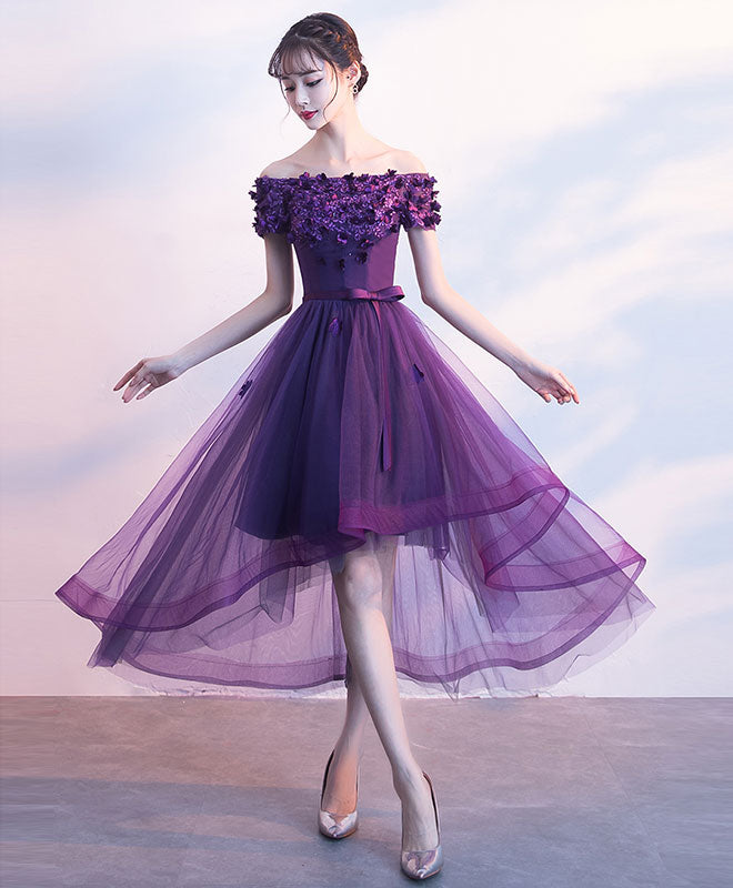 Elegant Purple Tulle Lace Short Prom Dress | Formal Evening Gown for Homecoming, Cocktail Parties & Special Occasions