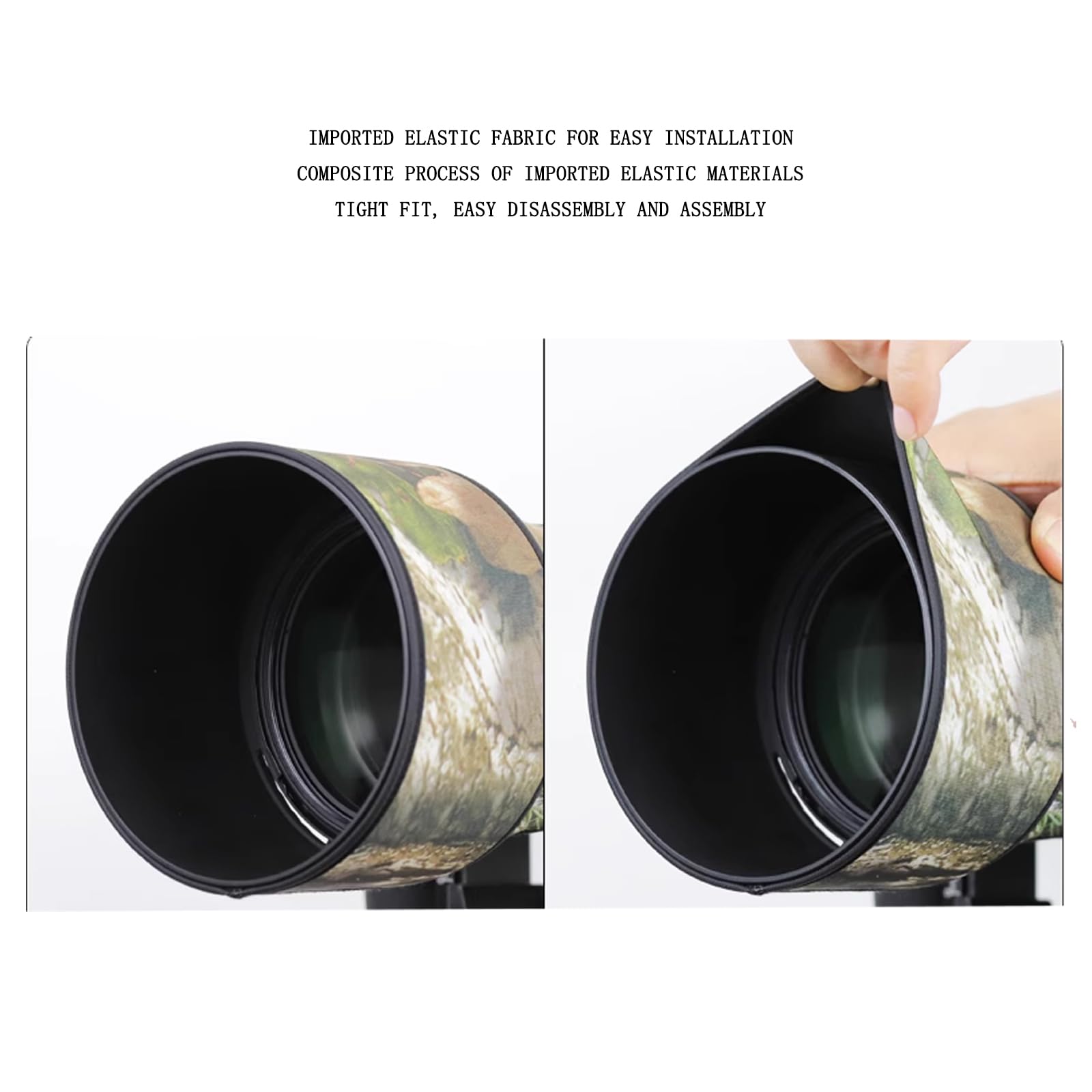 MUEAST Camouflage Stretch Fabric Lens Cover - Waterproof Rain Protection Sleeve for NIKKOR Z 180-600mm F5.6-6.3 VR Lens (Reed Camouflage) | Outdoor Photography Gear for Wildlife & Nature Shoots