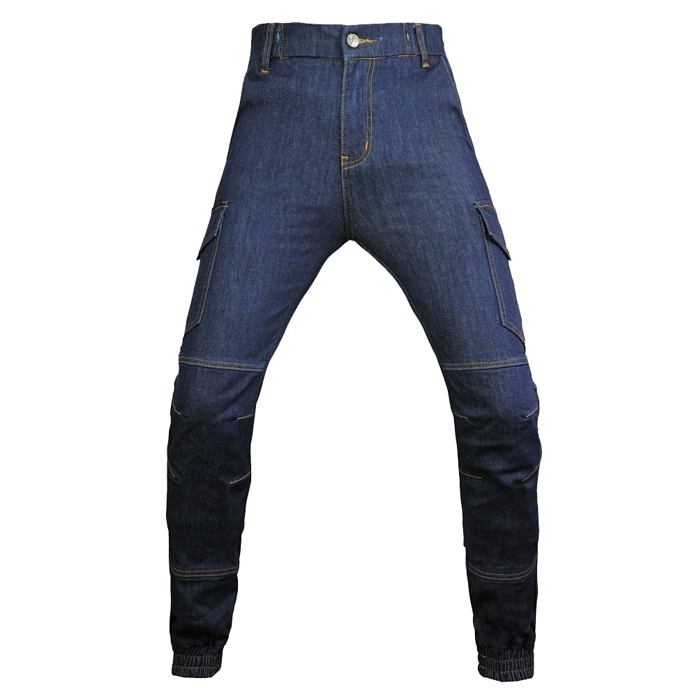 Motorcycle Riding Pants - Denim Jeans with Silica Gel Knee & Hip Armor Pads - Durable Protective Gear for Street & Off-Road Biking - Replacement Safety Equipment for Riders