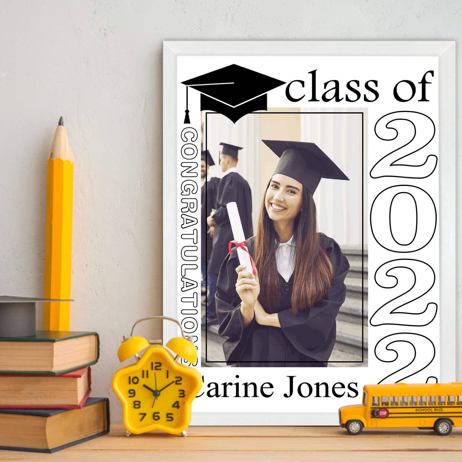 Personalized Graduation Picture Frame - Custom Wooden Photo Frame with Name & Date - Unique Graduation Gift for Her - Home Decor Wall Art for College, High School & University Graduates