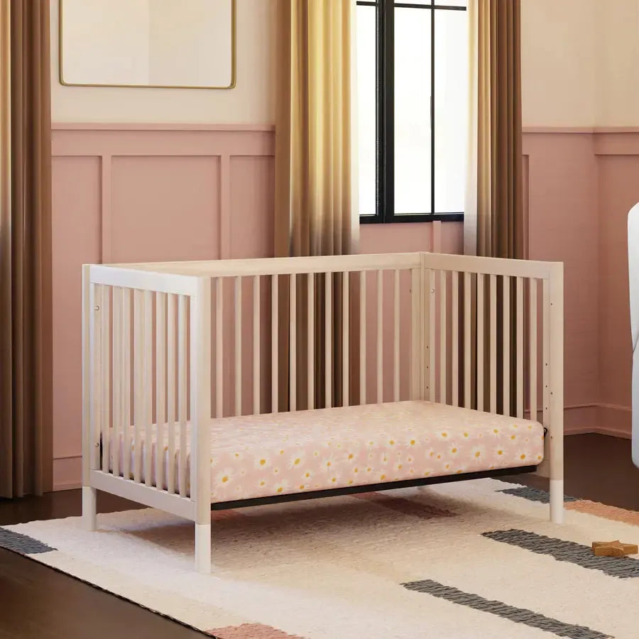 Babyletto Gelato 4-in-1 Convertible Crib - Washed Natural & White Feet | Safe & Stylish Nursery Furniture for Newborn to Toddler | Perfect for Modern Baby Rooms & Daycare Centers