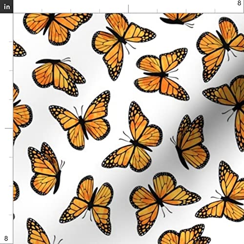 Small Scale Monarch Butterflies Printed Velvet Fabric - Upholstery, Home Decor & Apparel Material - Fat Quarter for DIY Projects, Curtains, Pillows & Clothing