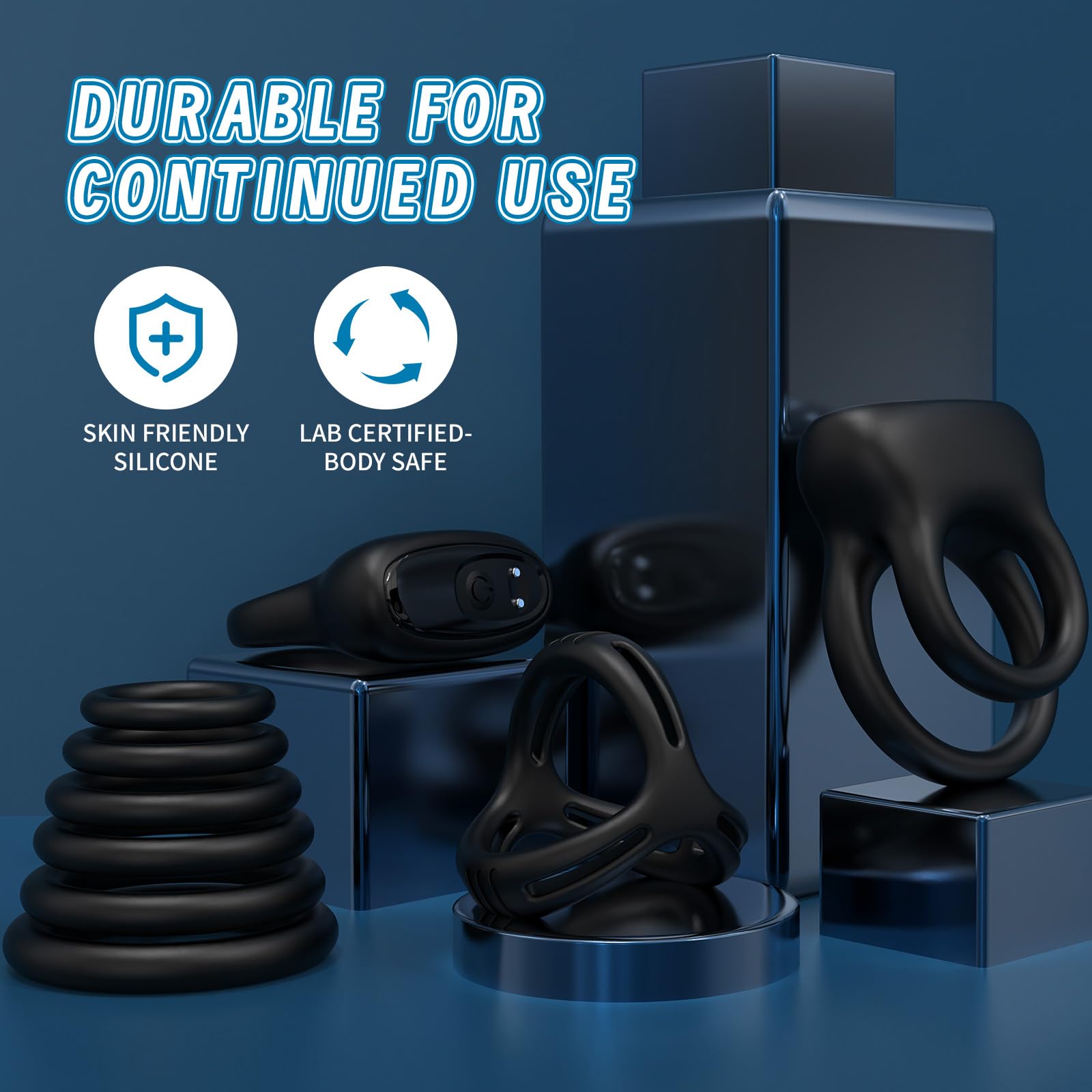 **Silicone Vibrating Cock Ring - Adjustable Penis Ring for Men, Enhances Erection & Lasts Longer | Strong Vibrations for Pleasure | Waterproof & Rechargeable Adult Sex Toy for Couples & Solo Play**    *(Use for enhanced pleasure, longer-lasting erections, and intense orgasms during solo play or couples' intimacy.)*