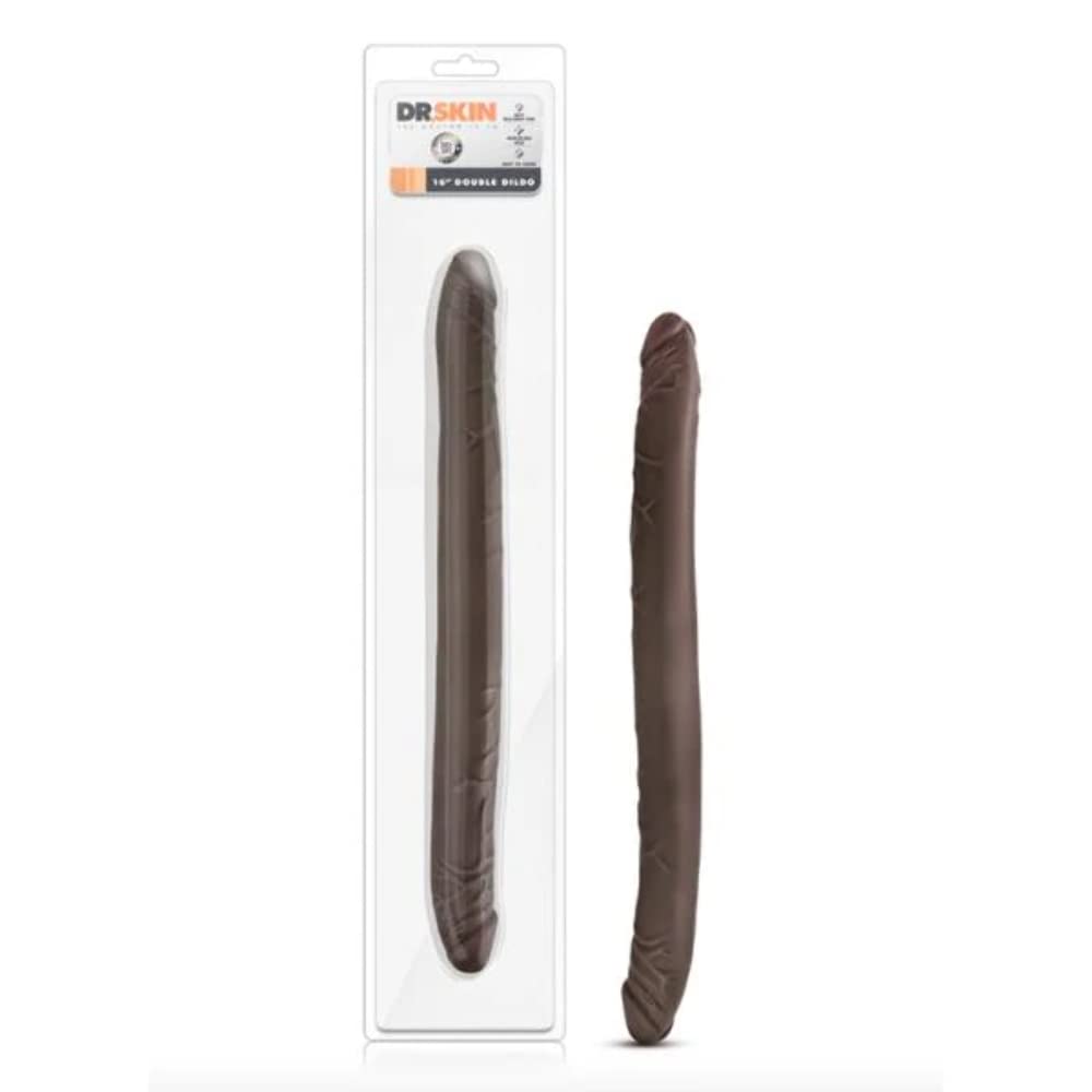Blush Novelties Dr. Skin 16 Inch Extra Long Double Dildo - Chocolate Color Adult Sex Toy for Women & Couples | G-Spot Stimulation, BDSM Play, Partnered Sex & Solo Pleasure