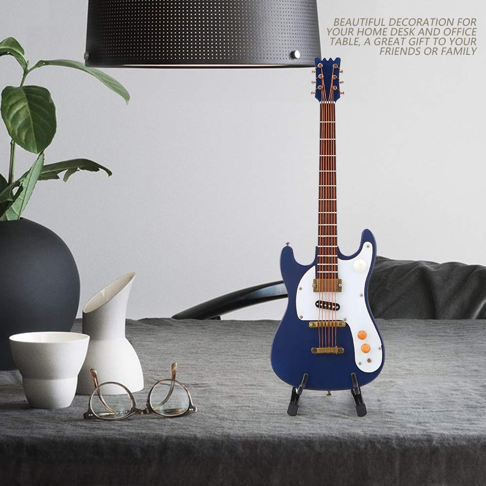 Zerodis Mini Wooden Guitar Model - Electric Guitar Miniature with Stand & Display Box - Perfect for Dollhouse Accessories, Home Decor & Musical Instrument Collectors | Great Gift for Musicians & Miniature Enthusiasts