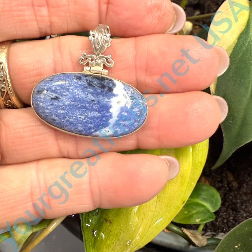 Sterling Silver Denim Blue Sodalite Pendant Necklace for Women - Healing Crystal Jewelry Gift for Meditation, Yoga & Spiritual Protection