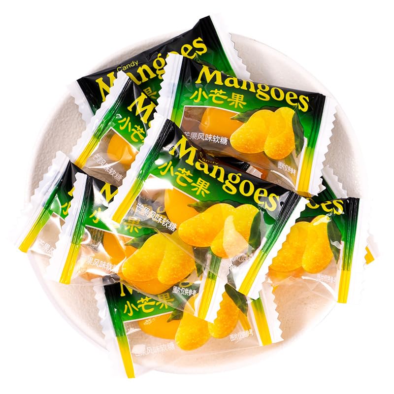 Chinese Mango Toffee Candy - Healthy Fruit Juice Gummy Snacks for Office & Travel (100G)