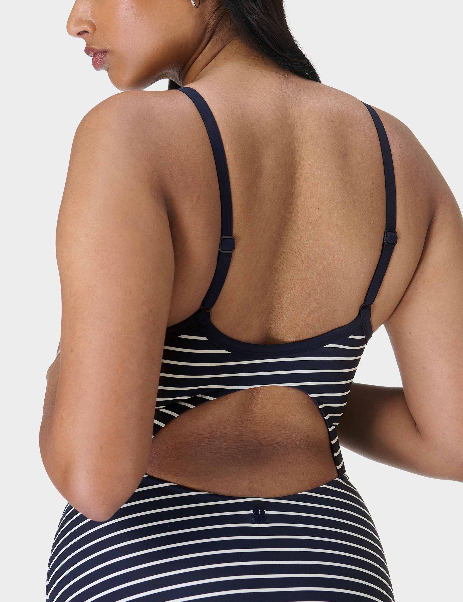Riviera Swimsuit for Women - Blue Coastal Stripe One Piece Bathing Suit | Beach Vacation, Pool Party, Summer Swimwear