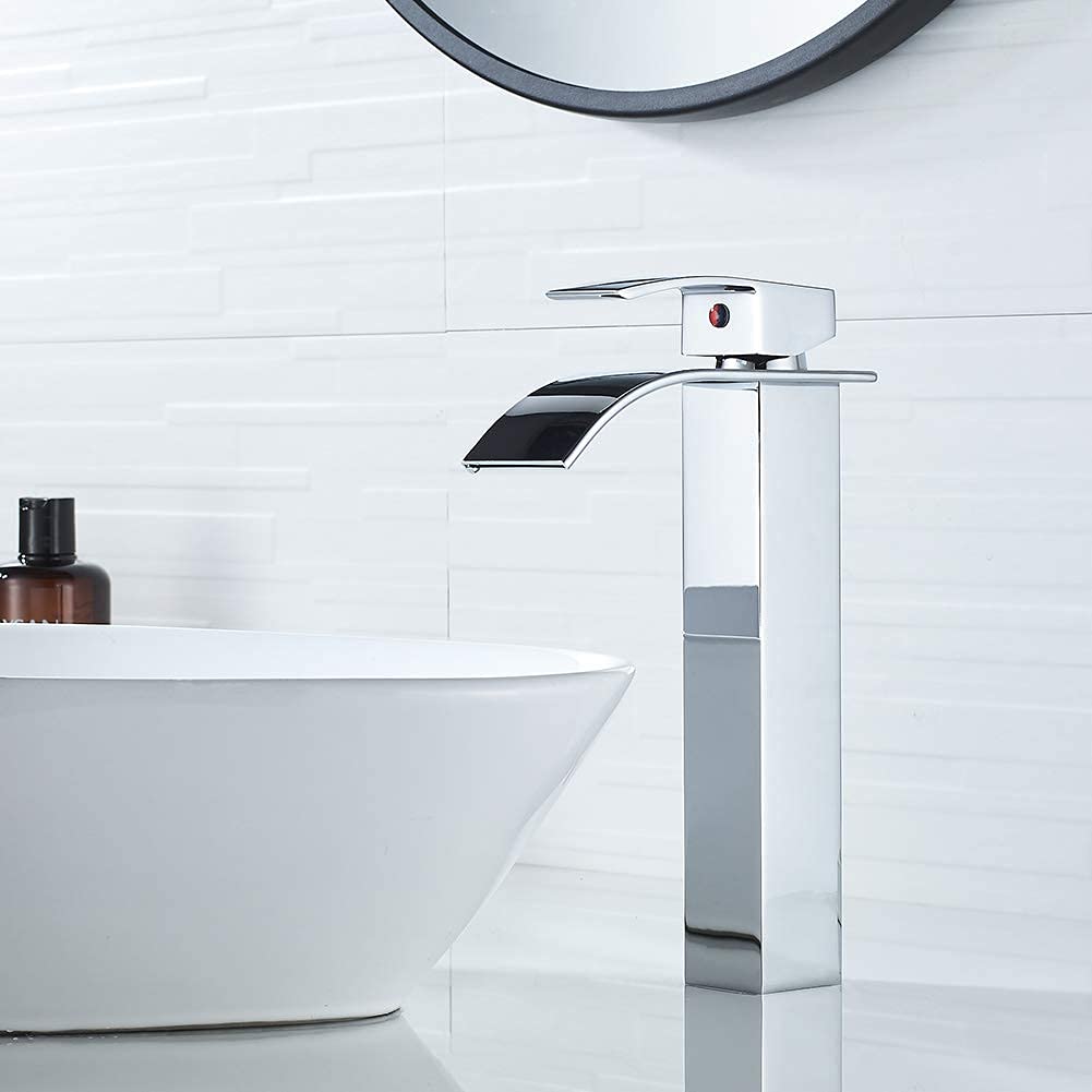 Modern Chrome Vessel Sink Faucet - Single Handle Waterfall Design for Bathroom Vanity & RV Sink