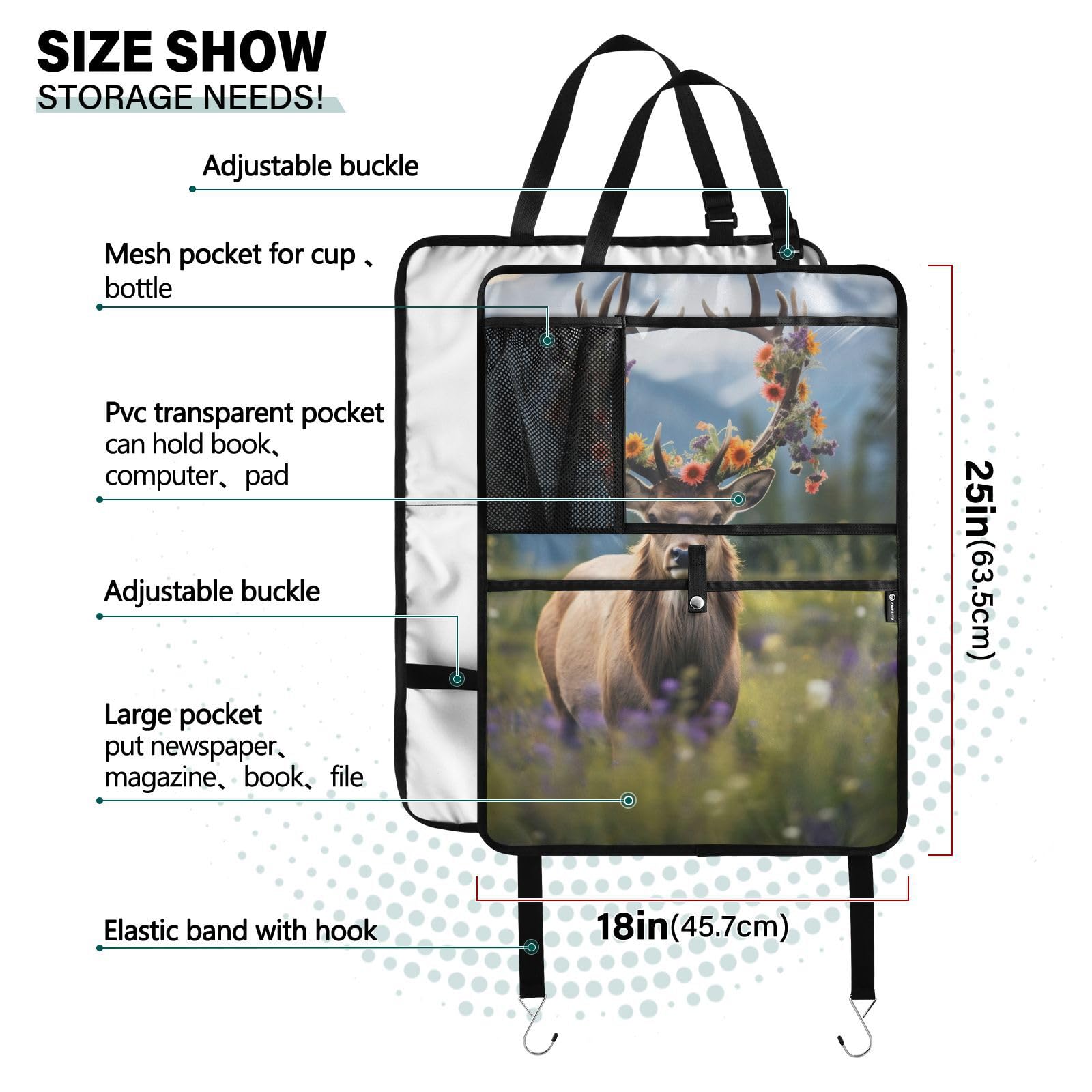 Bokkoy Wild Elk Backseat Car Organizer & Kick Mats - 2 Pack Waterproof Auto Seat Protector with Tablet Holder | Perfect for SUVs, Minivans & Family Road Trips