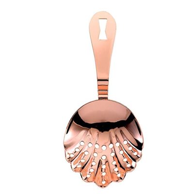 Barfly 7 Scalloped Julep Strainer - Copper Plated Cocktail Strainer for Mixing Drinks | Perfect for Home Bars, Cocktail Parties & Professional Bartending