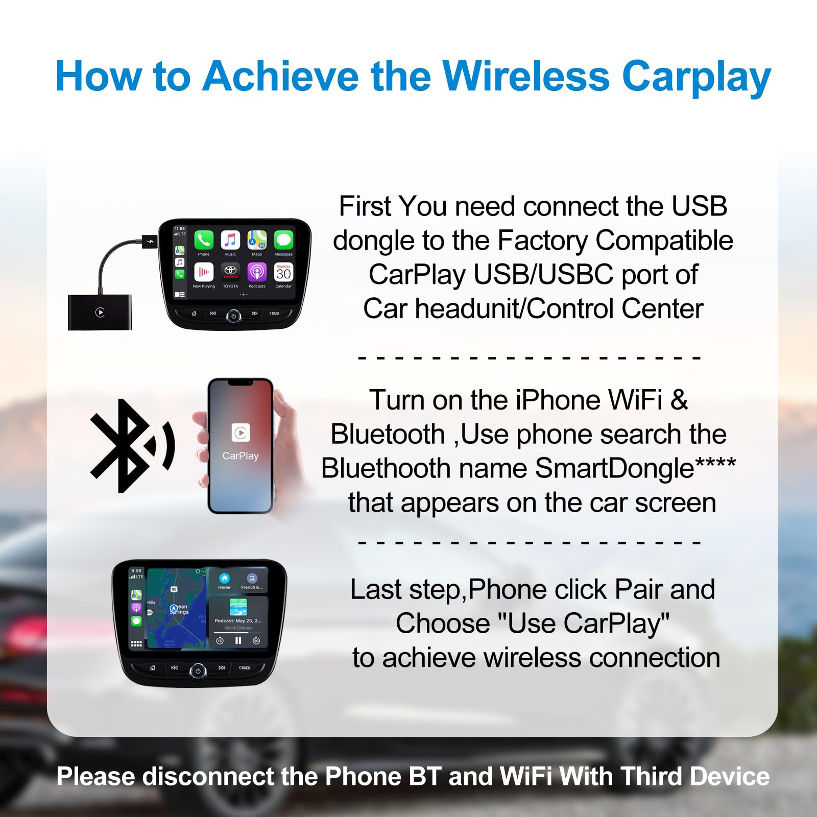 Wireless CarPlay Adapter for iPhone - Convert Wired to Wireless CarPlay, 5G WiFi Auto Connect, iOS 10+ Compatibility, Plug & Play for Factory Wired Cars - Perfect for Commuting, Road Trips & Hands-Free Driving