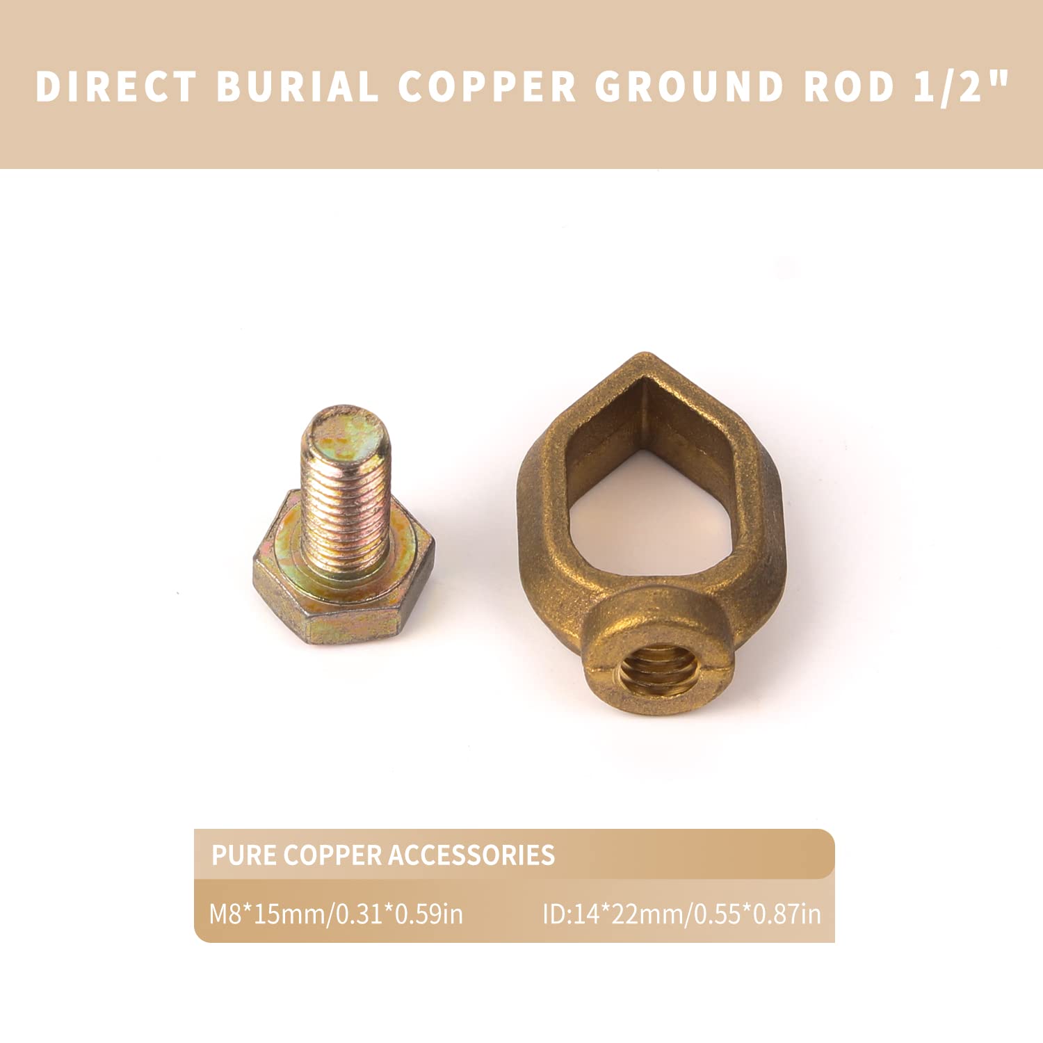 2PCS 1/2-Inch Direct Burial Copper Ground Rod Clamps for Electrical Grounding - Heavy Duty 1/2