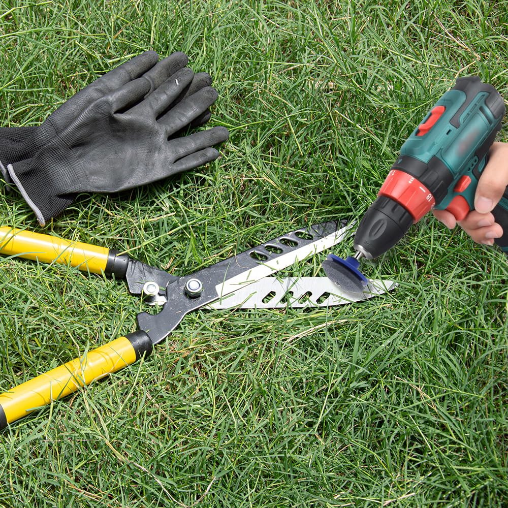 2024 New Universal Lawn Mower Blade Sharpener Kit - Compatible with Any Power Drill/Hand Drill (3-Pack, Red) - Perfect for DIY Lawn Care & Garden Maintenance