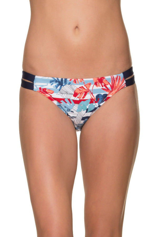 Double Tab Hipster Women's High Waisted Bikini Bottom - Corona Del Mar Swimwear for Beach, Pool & Vacation