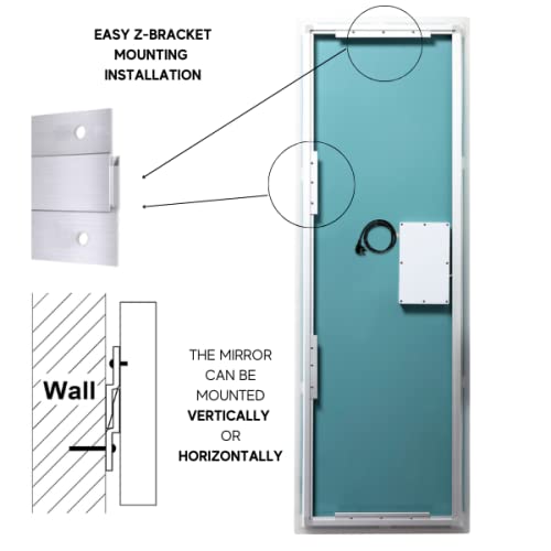 ZEEK 65x22 Inch Full Length LED Backlit Mirror - Wall Mounted Dressing Mirror for Bedroom, Vanity & Closet - Modern Illuminated Makeup Mirror with Adjustable Brightness for Home Decor and Selfie Lighting