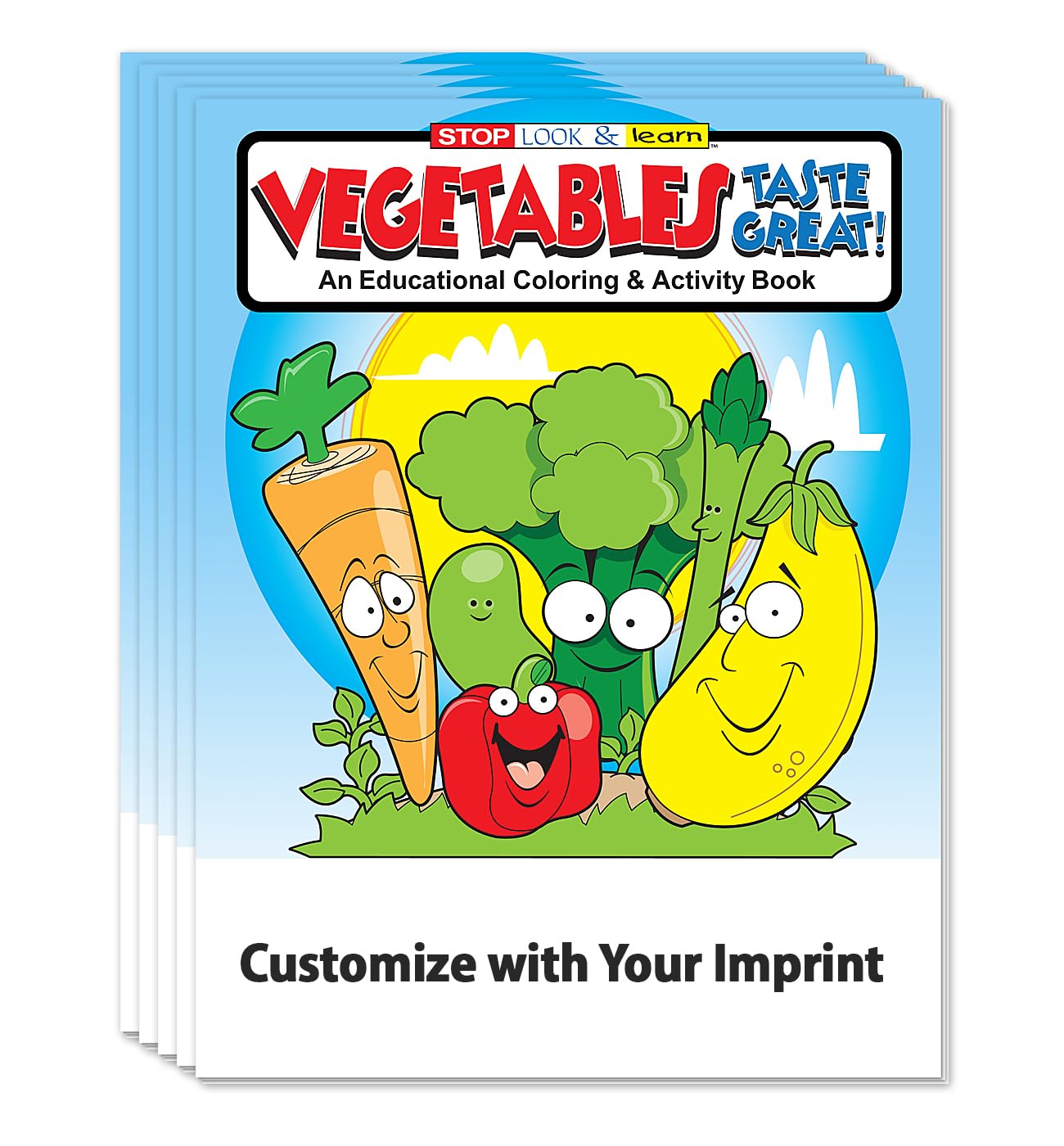 ZOCO - 250 Pack Custom Vegetable Coloring Books for Kids - Healthy Eating Educational Activity - Bulk Coloring Pages Without Crayons - Fun Learning Games & Puzzles for Preschool Classroom, Homeschool, Birthday Party