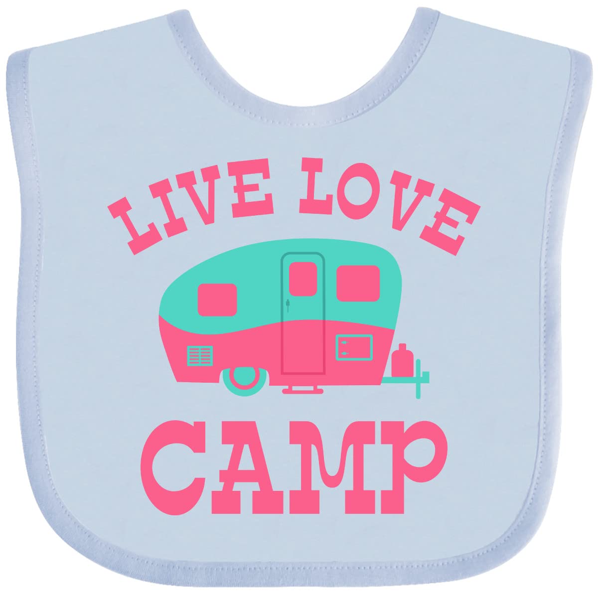 Inktastic Live Love Camp RV Baby Bib - Soft Cotton Drool Bib for Infants & Toddlers - Perfect for Camping, Travel, and Outdoor Adventures