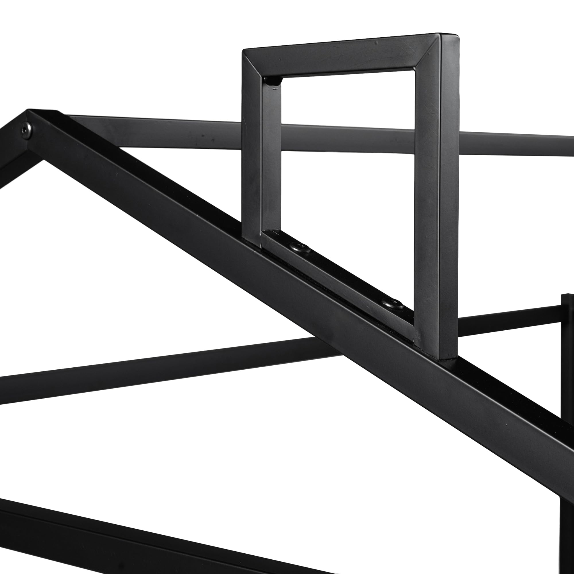 Montessori Metal Queen Size Floor Bed with Roof - Sturdy House Bed Frame for Kids, Boys & Girls - Black | Perfect for Montessori Bedrooms, Playrooms & Cozy Sleep Spaces