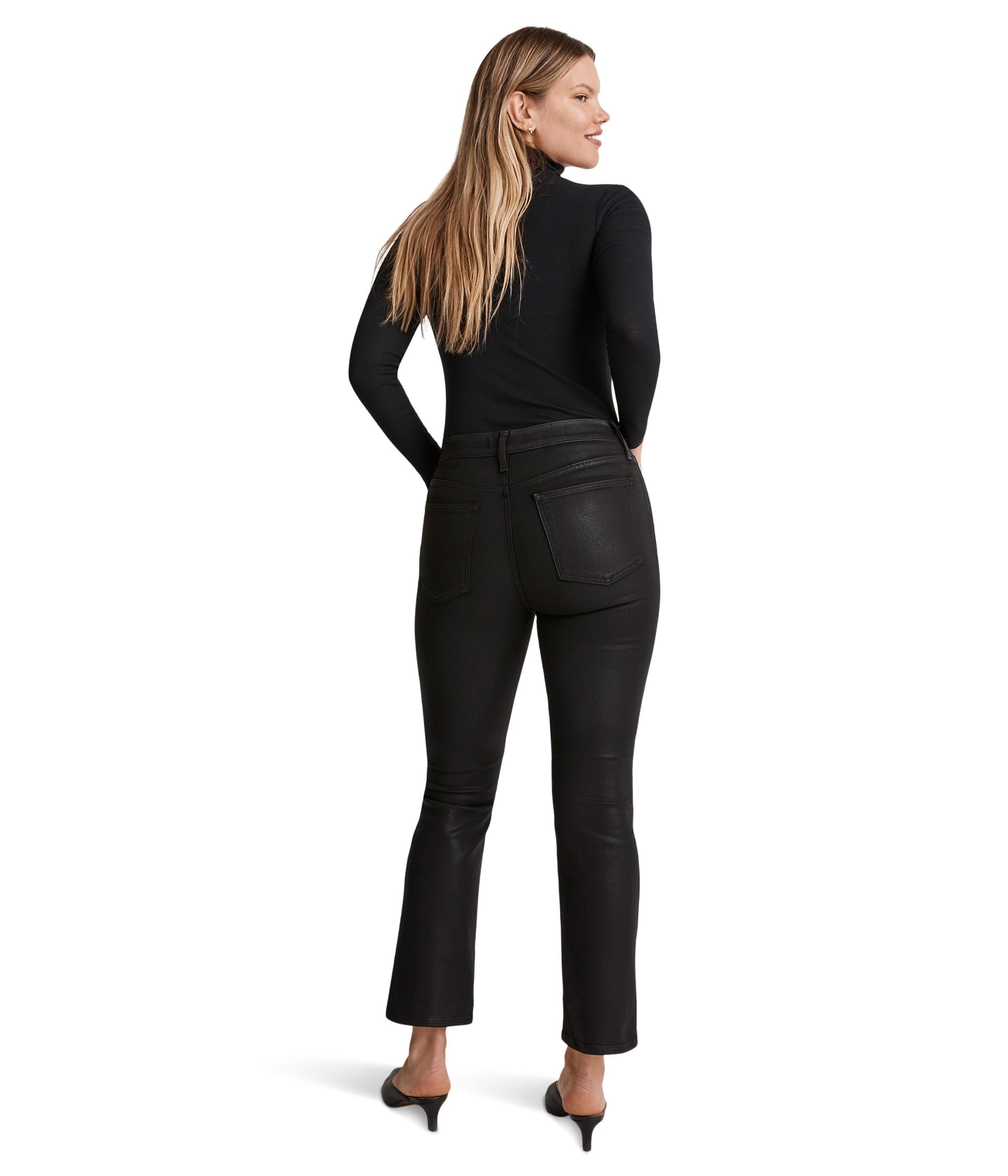 Madewell Women's Kick Out Crop Jeans - True Black Wash Coated Edition | Cotton-Blend Mid-Rise Denim Pants for Casual Wear & Everyday Outfits
