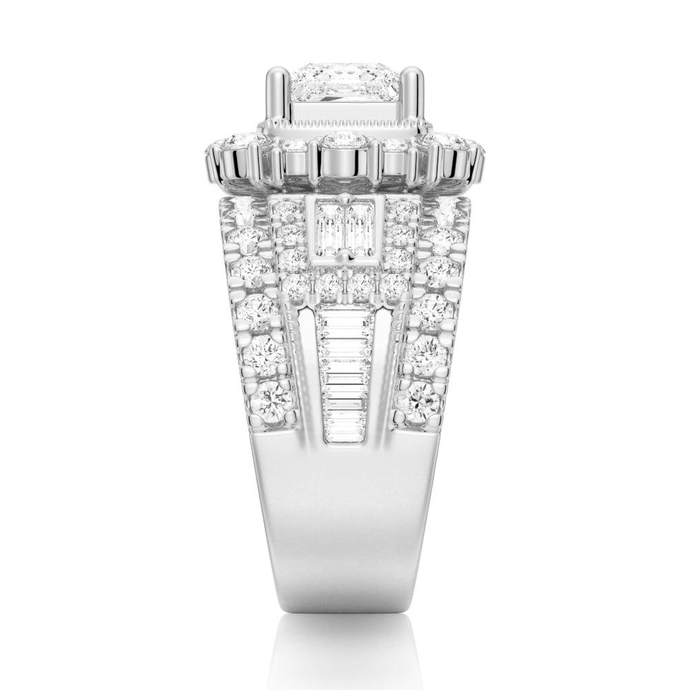 Vintage Princess Cut Moissanite Engagement Ring with Multi-Stone Setting - Perfect for Proposals, Anniversaries & Special Occasions