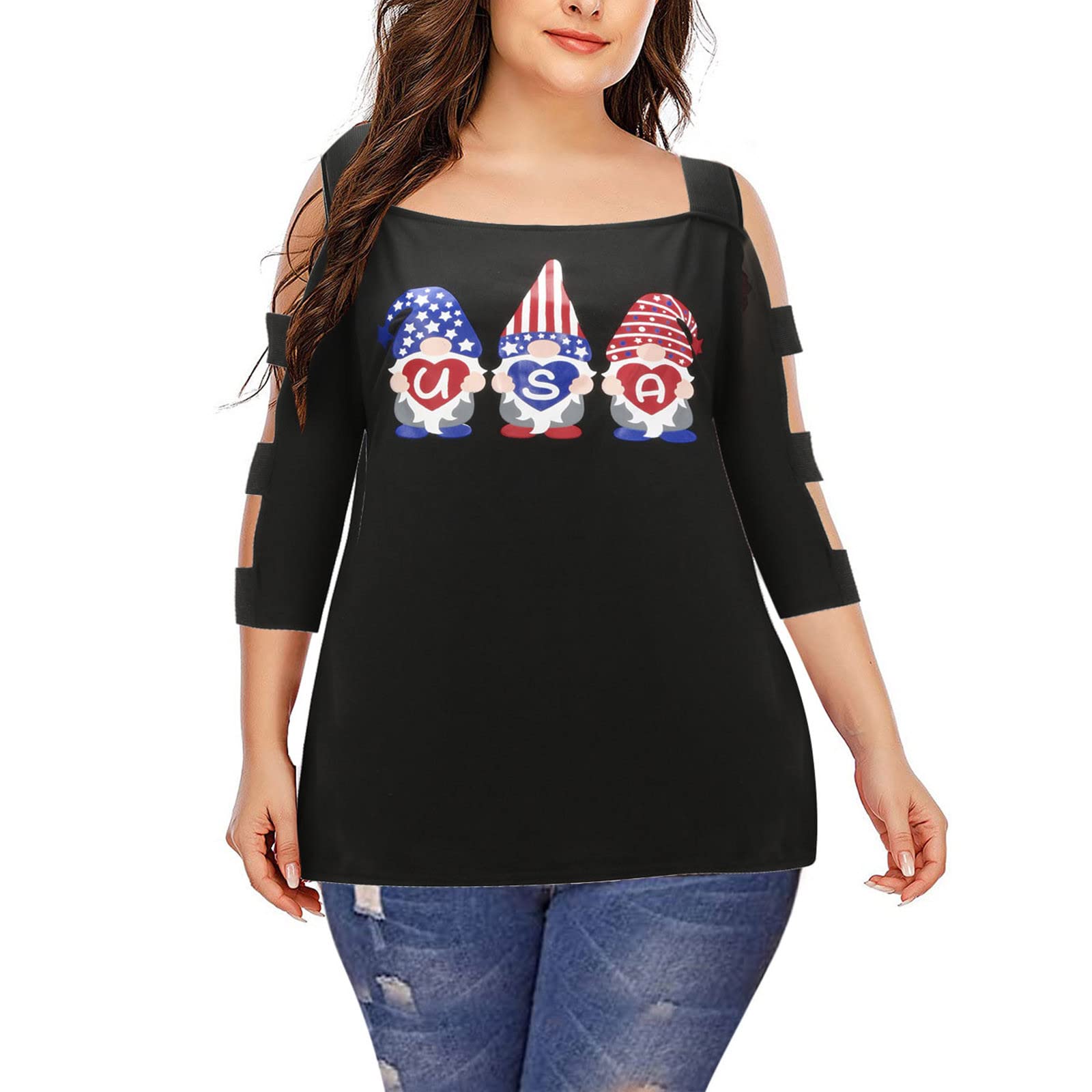 PBNBP Women's Plus Size Summer Tunic Tops - Cold Shoulder Round Neck Printed Casual Blouse for Trendy Outfits | Perfect for Beach, Vacation & Going Out