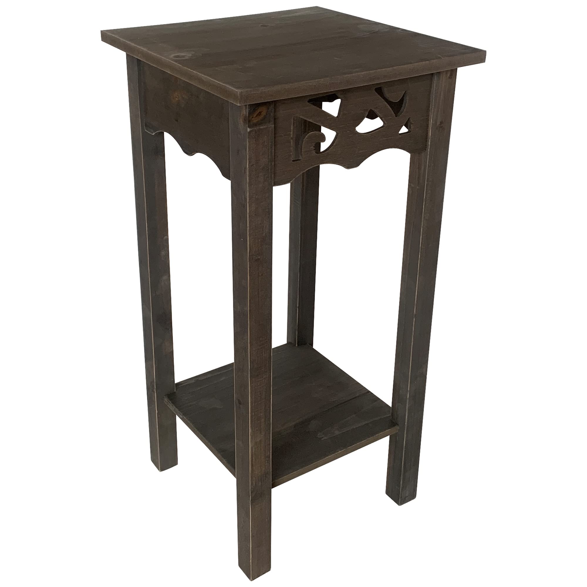 Vintage Plant Stand with Storage Shelf - 11.8