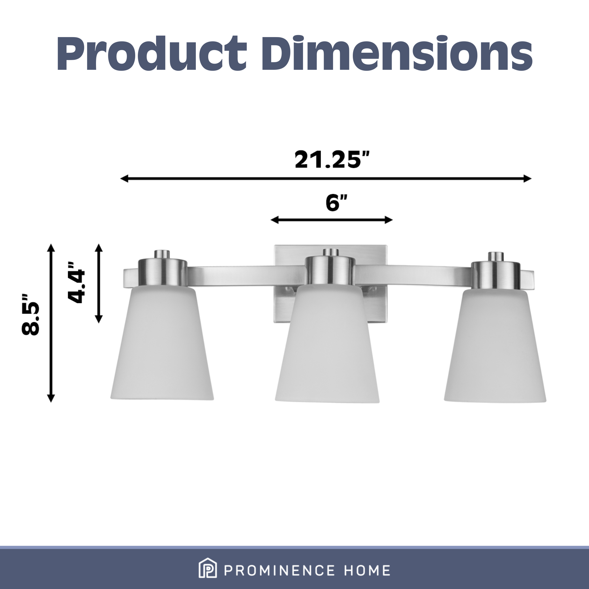 Fairendale 3-Light Vanity Light Fixture with Frosted Glass Shades in Brushed Nickel Finish - Perfect for Bathroom, Bedroom, and Dressing Room Lighting