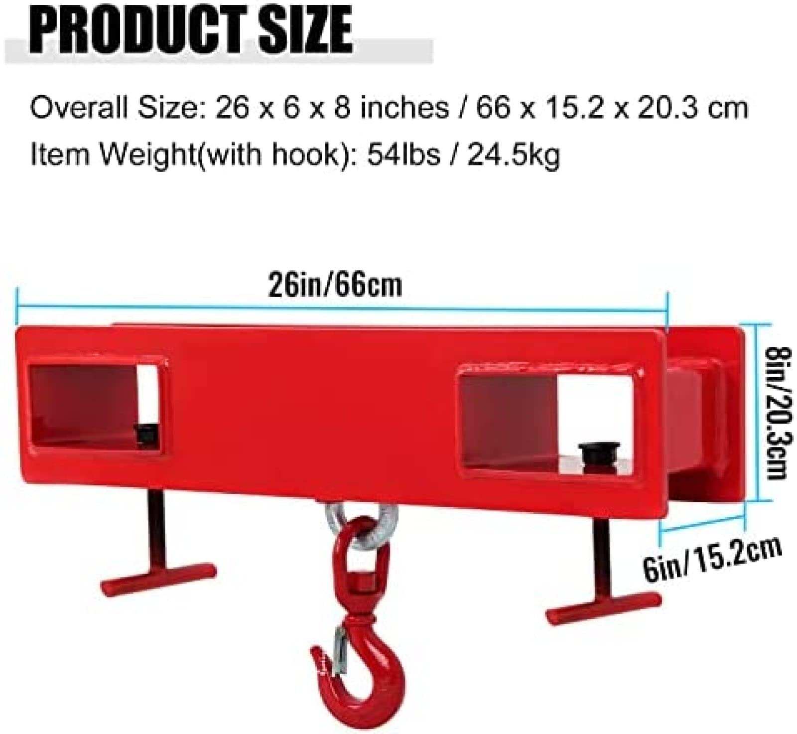 MELEG 2 Ton Forklift Lifting Hook Attachment - Heavy Duty Red Steel Forks for Warehouse, Construction & Material Handling - Perfect for Lifting Pallets, Equipment & Industrial Loads