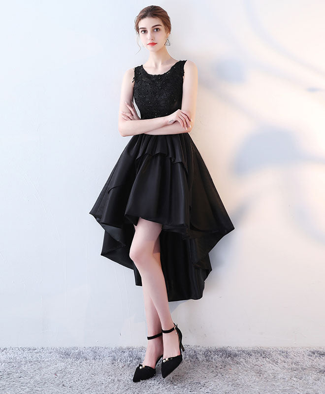 Elegant Black Lace High-Low Prom Dress for Women - Sexy Evening Gown for Homecoming, Party & Special Occasions