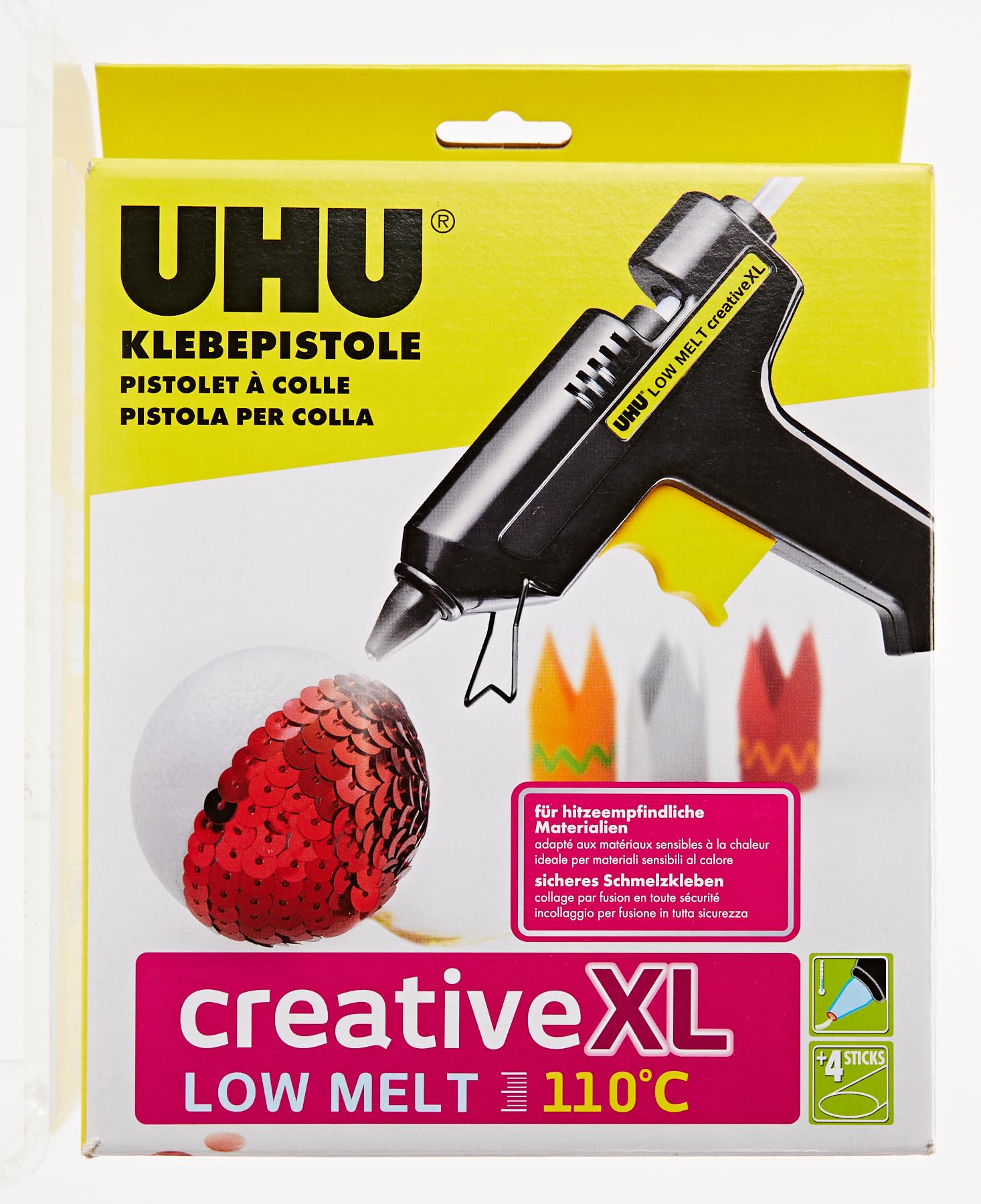 UHU Low-Temperature Glue Gun (110°F) - Safe for Kids Crafts, DIY Projects & School Activities - Perfect for Foam, Fabric & Paper Crafts