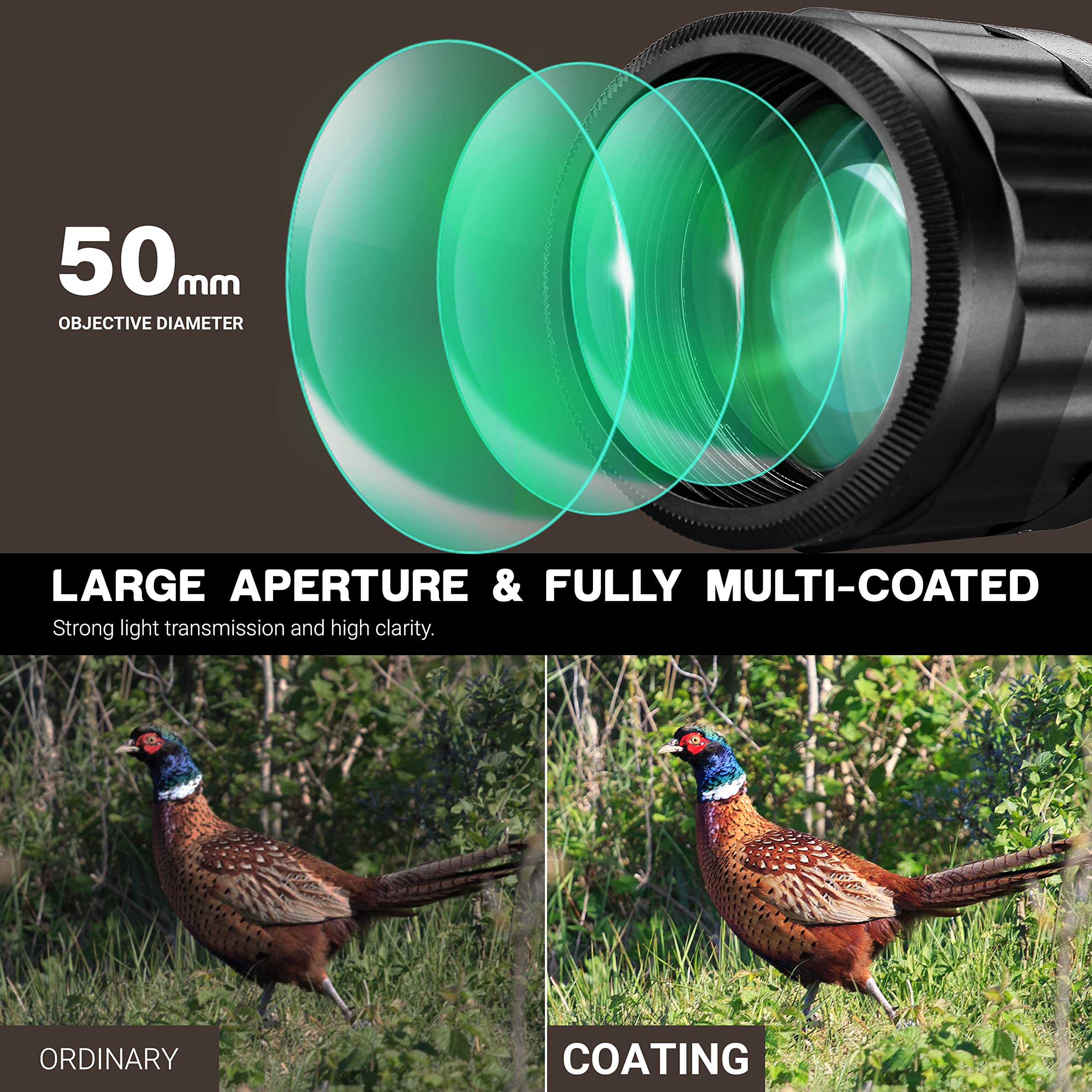 ESSLNB 3-9X50mm Airsoft Rifle Scope with Red/Green/Blue Mil-Dot Reticle - Perfect for Target Shooting, Hunting & Tactical Airsoft Games