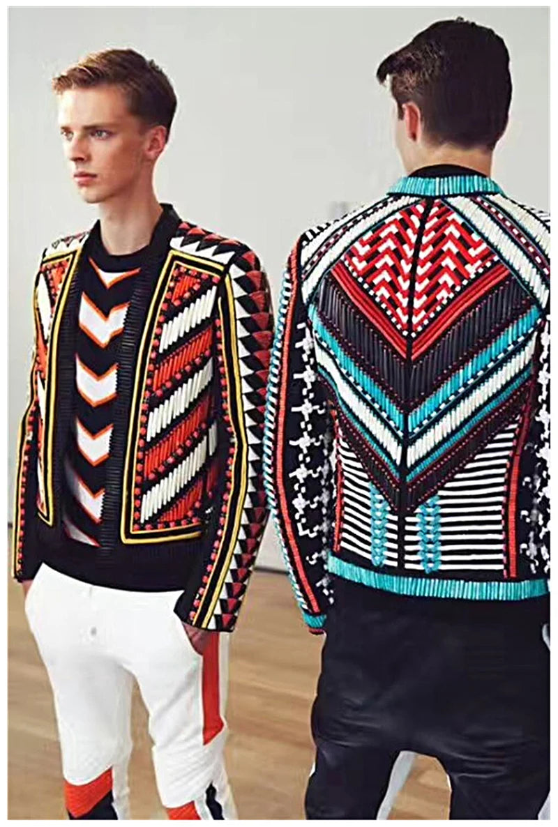 Men's Stylish Party Jacket - Embroidered Tuxedo Blazer with Tribal Design | Perfect for Weddings, Prom & Formal Events